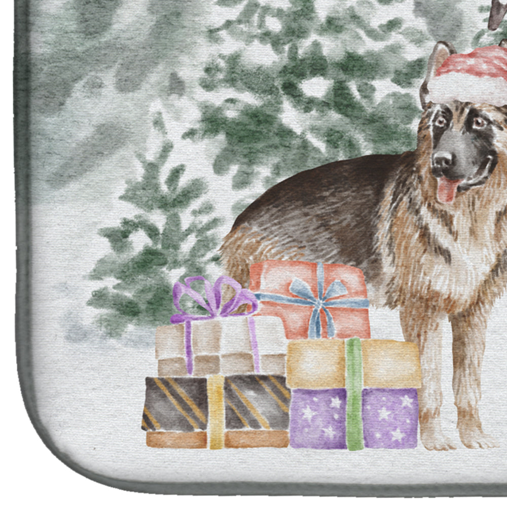 German Shepherd with Christmas Presents Dish Drying Mat  the-store.com.
