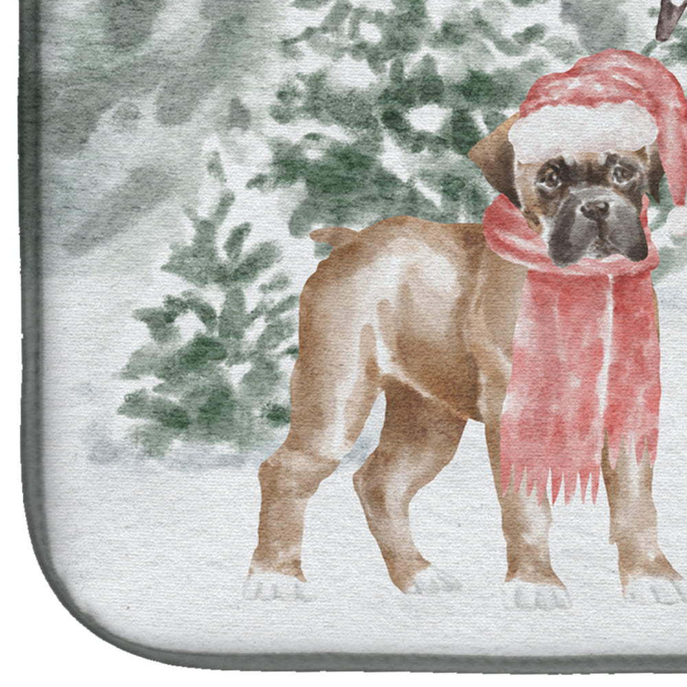 Boxer Fawn Puppy with Christmas Presents Dish Drying Mat  the-store.com.