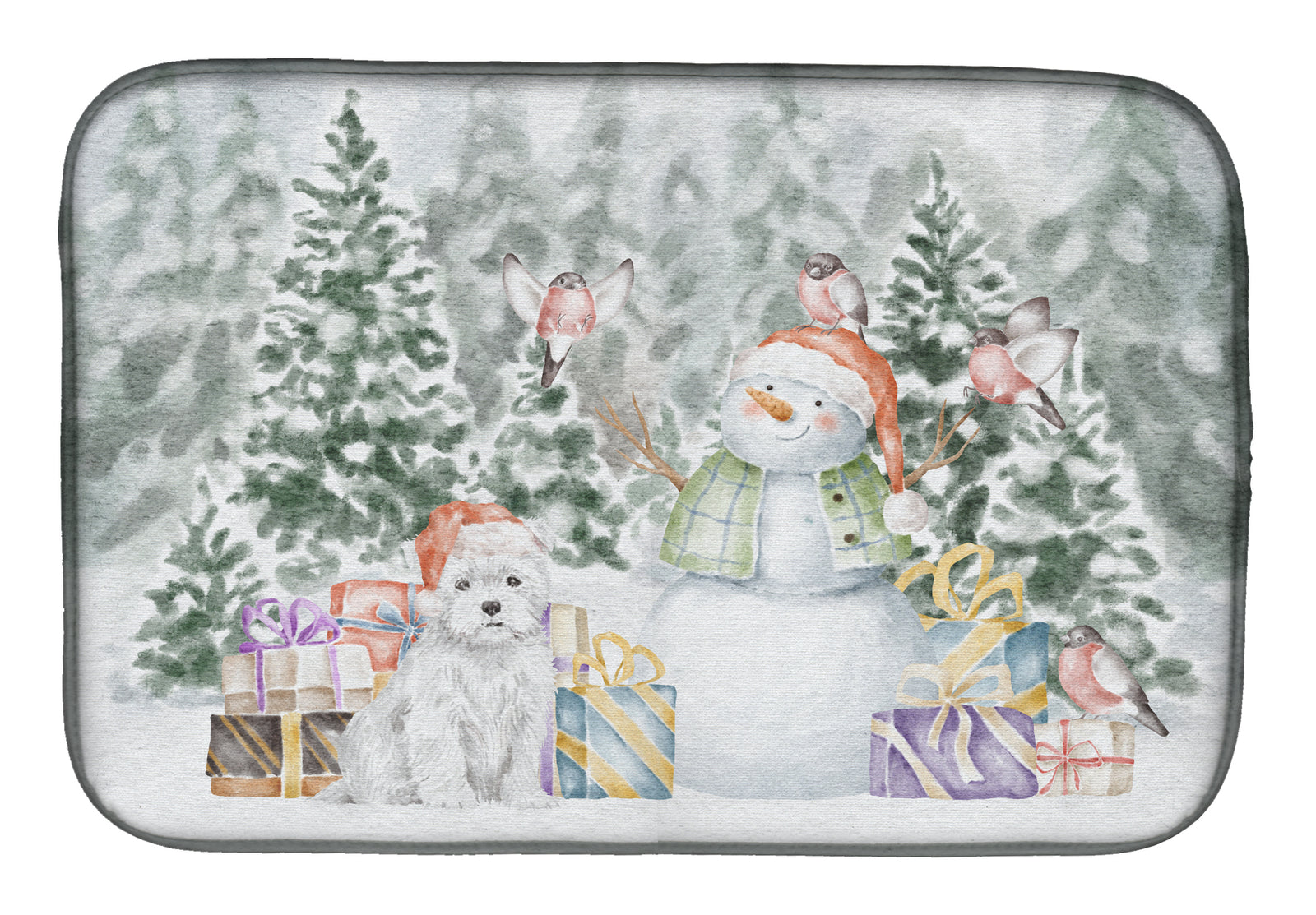 West Highland White Terrier with Christmas Presents Dish Drying Mat  the-store.com.