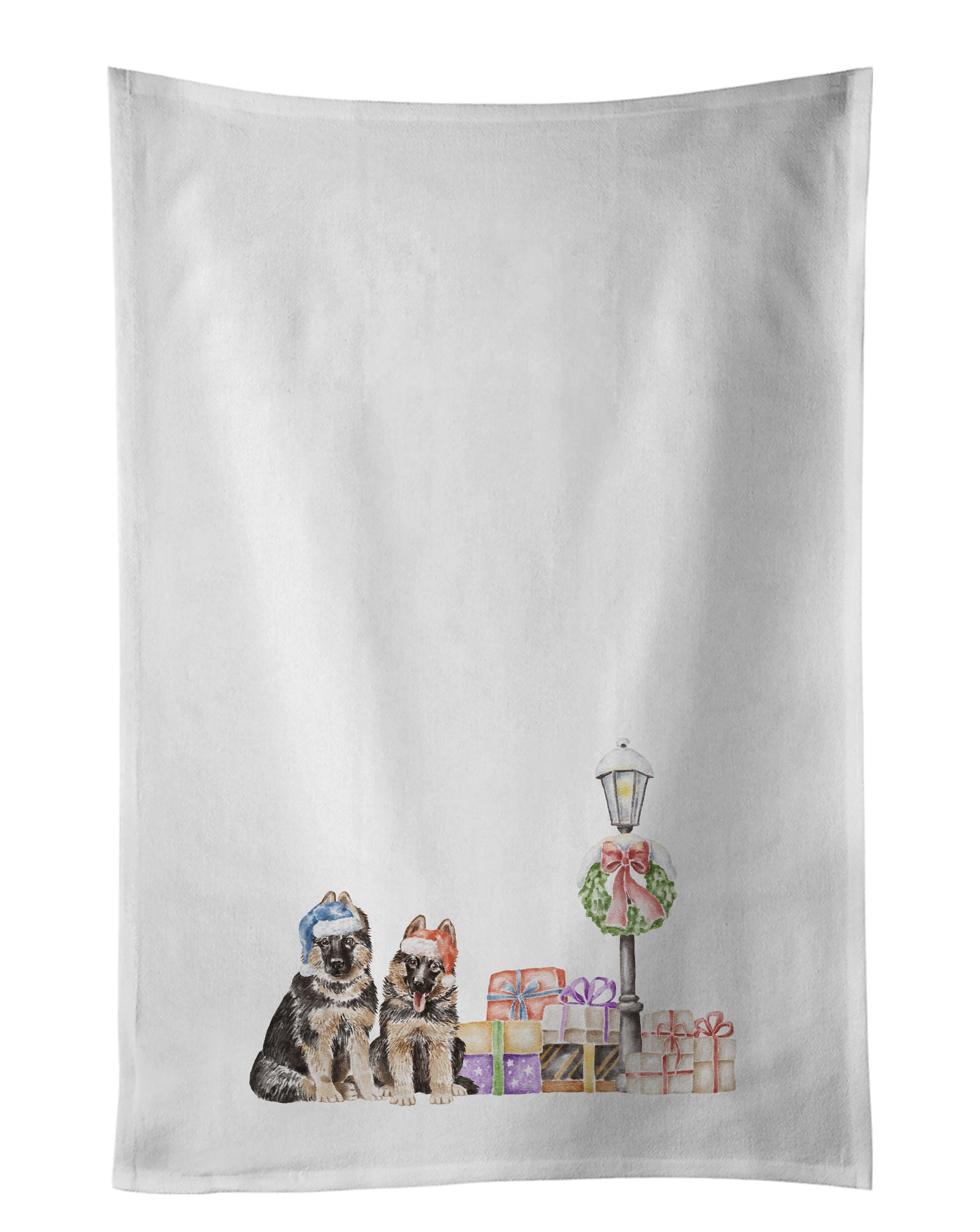 Buy this German Shepherd Puppy Duo with Christmas Wonderland White Kitchen Towel Set of 2