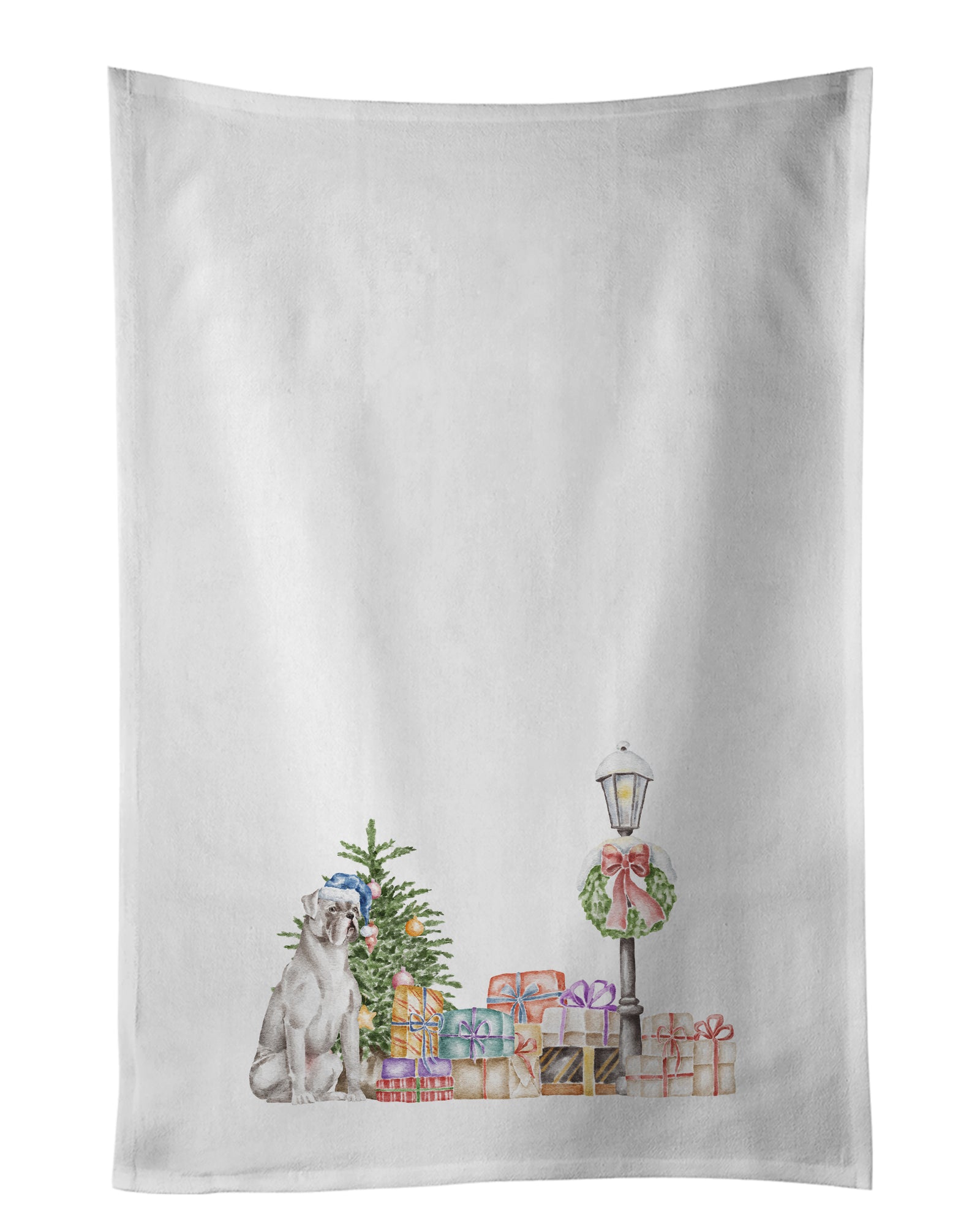 Buy this Boxer White with Christmas Wonderland White Kitchen Towel Set of 2