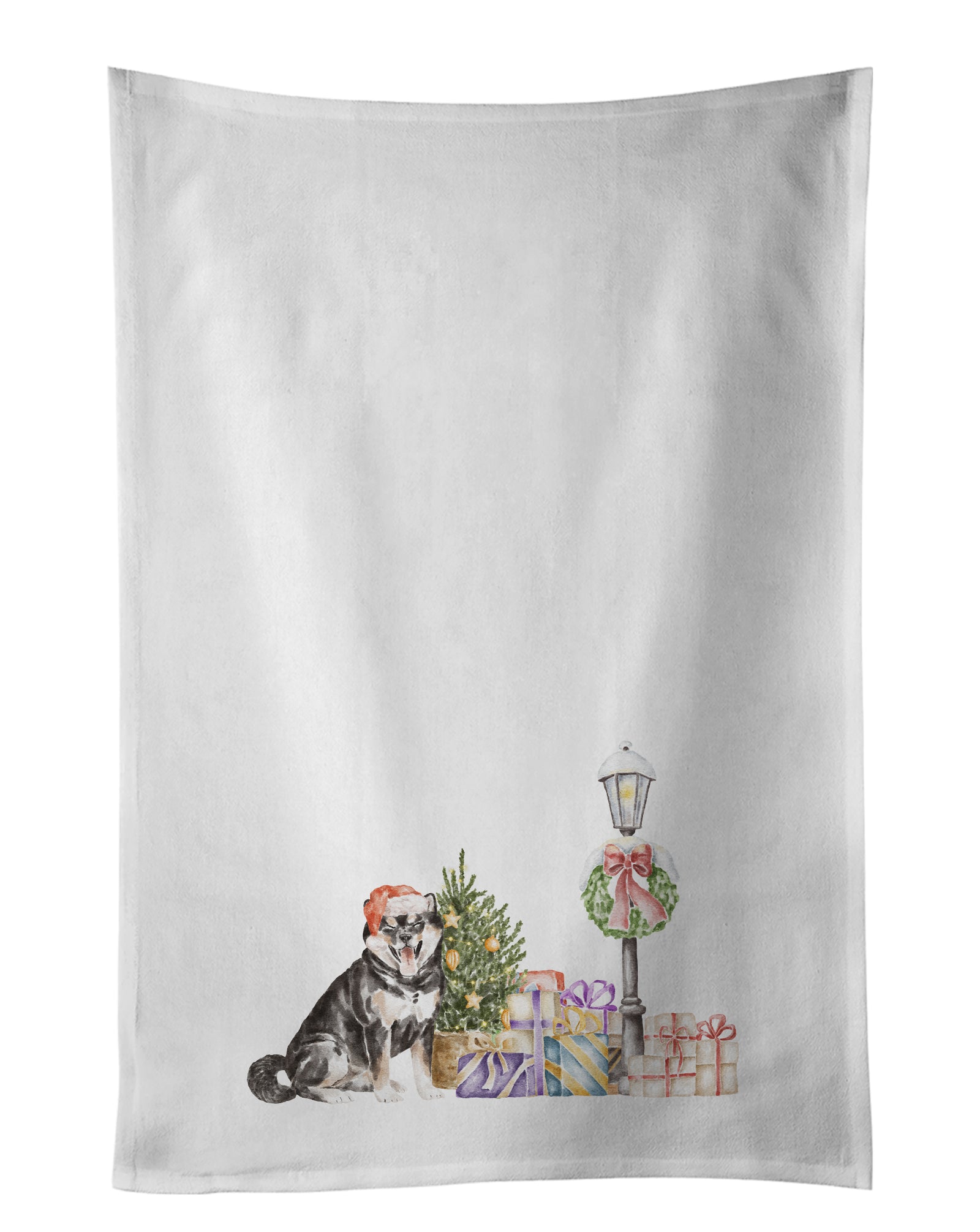 Buy this Shiba Inu Black and Tan Smiling White Kitchen Towel Set of 2