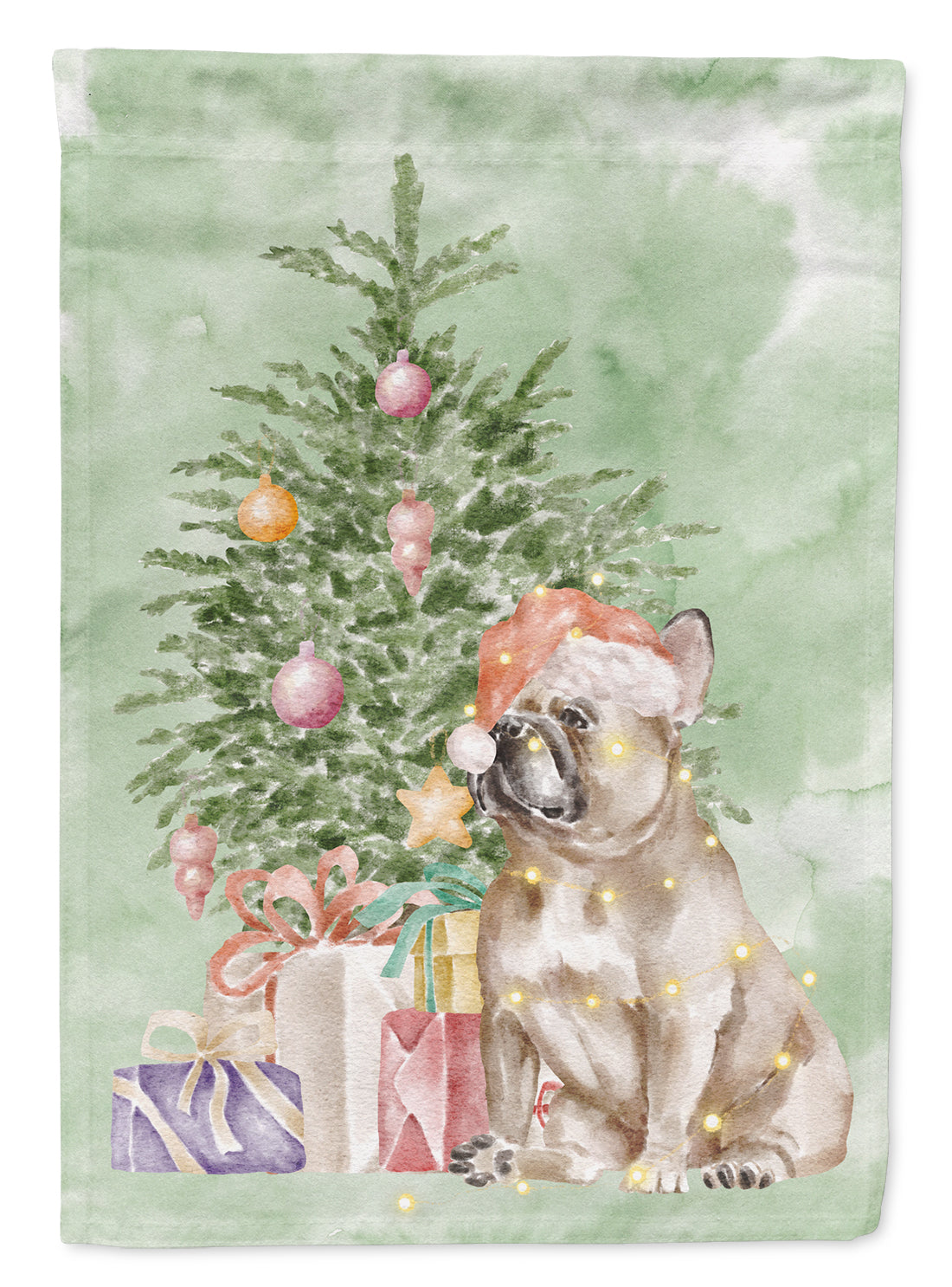 Christmas French Bulldog Fawn Flag Garden Size  the-store.com.