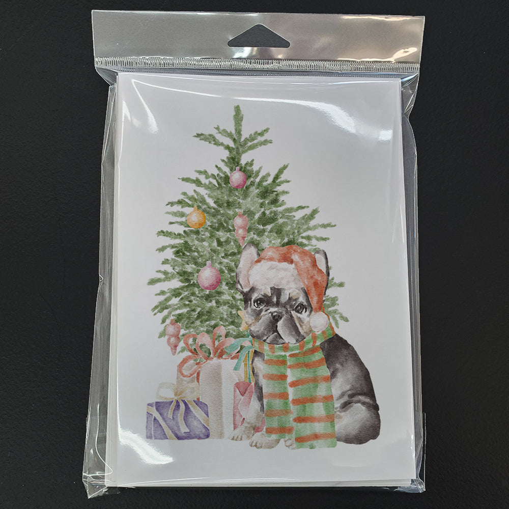 Christmas French Bulldog Black #2 Greeting Cards and Envelopes Pack of 8 - the-store.com