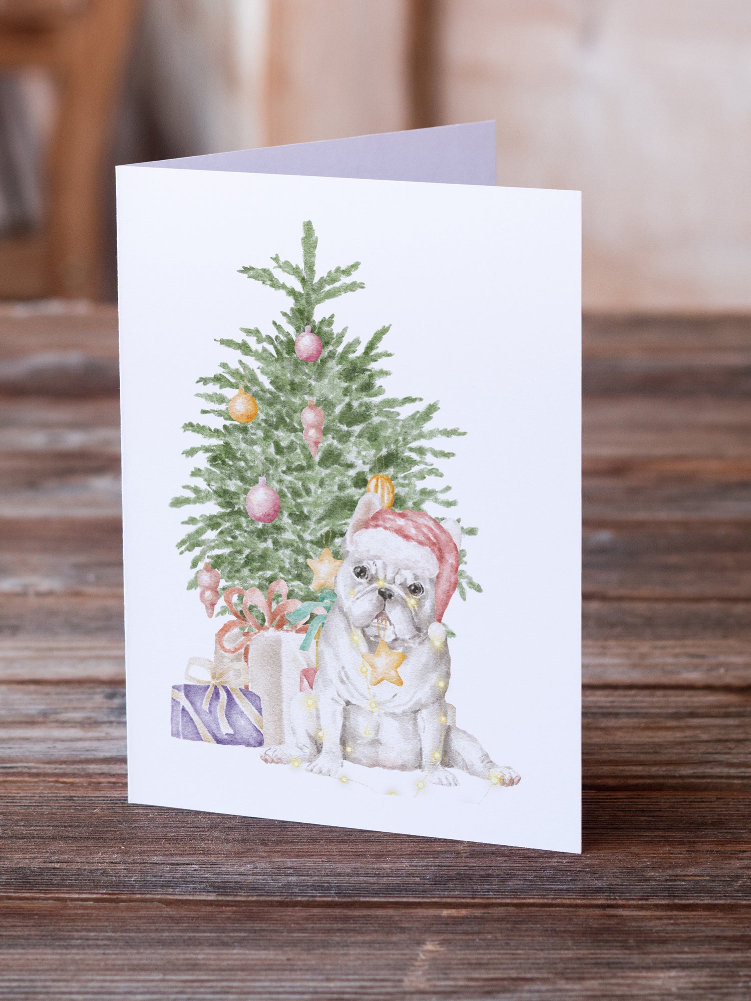 Buy this Christmas French Bulldog White Greeting Cards and Envelopes Pack of 8