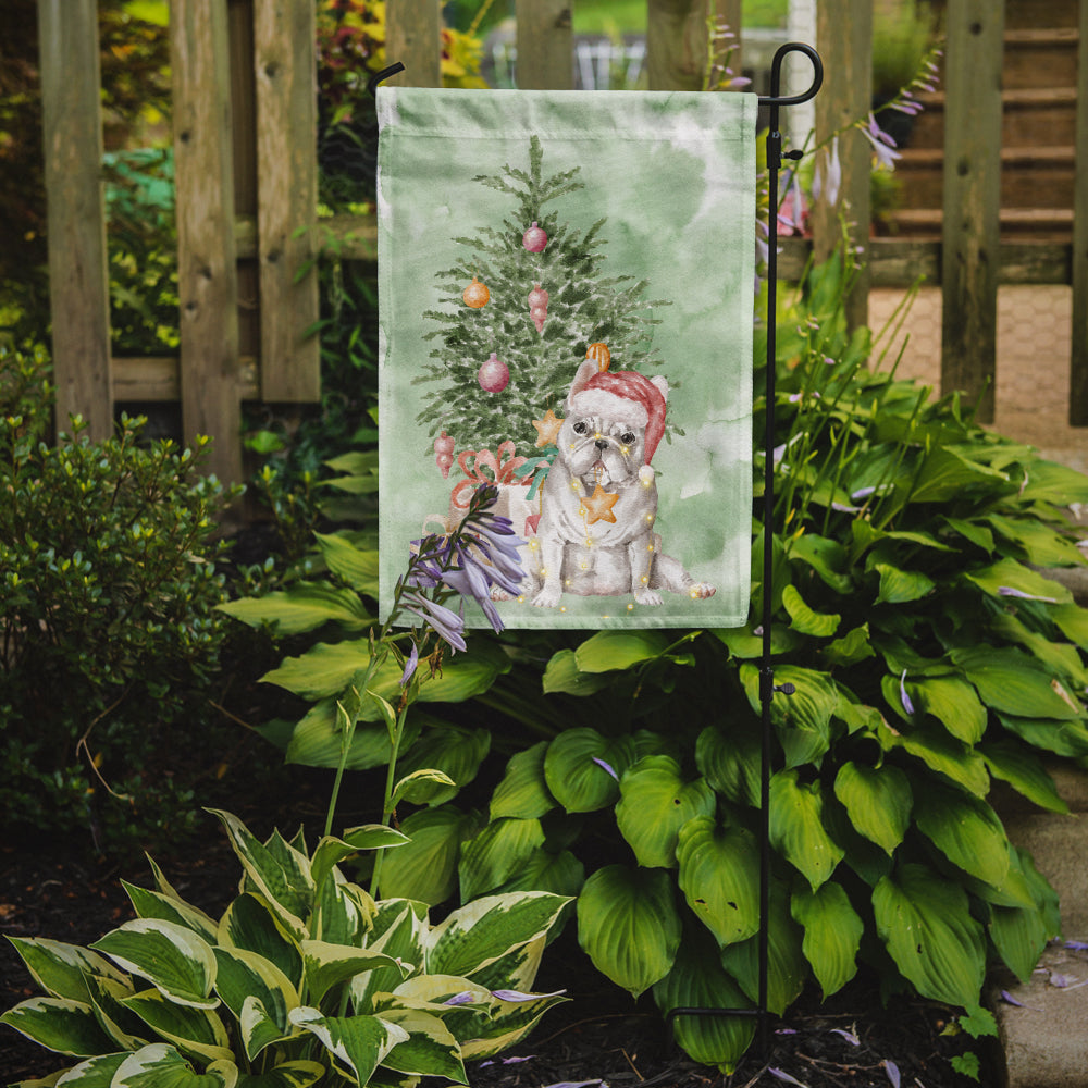 Christmas French Bulldog White Flag Garden Size  the-store.com.