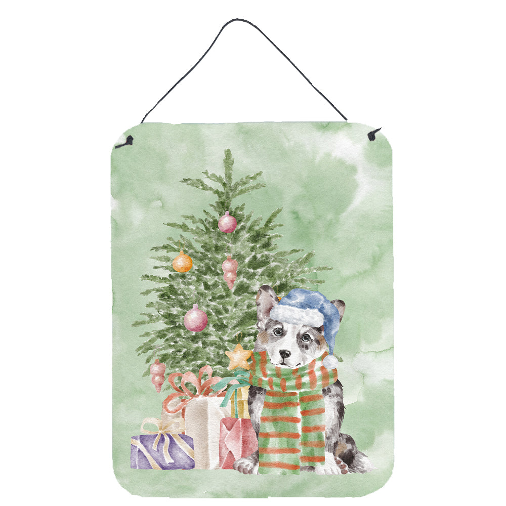 Buy this Christmas Cardigan Corgi Blue Merle Wall or Door Hanging Prints