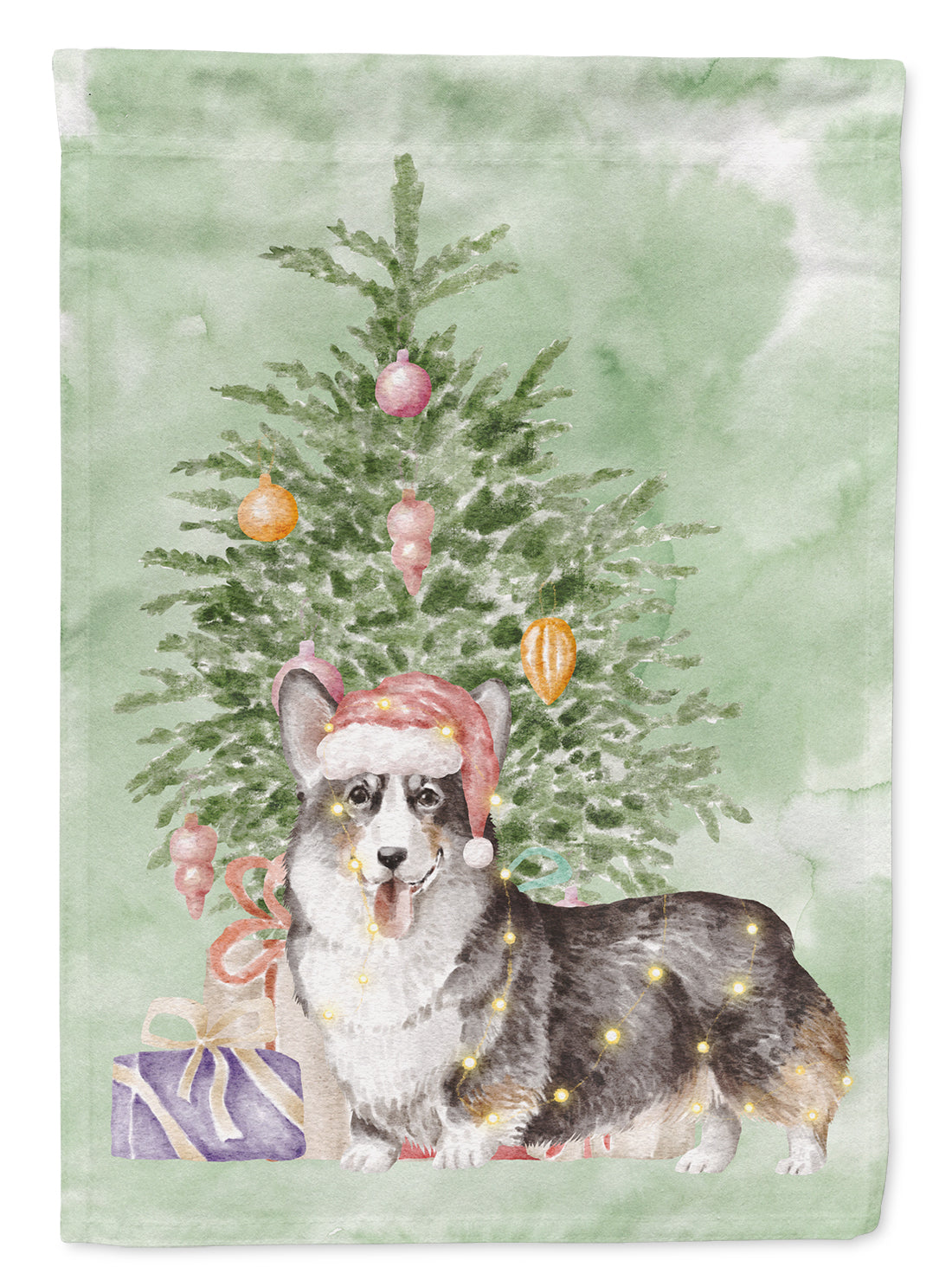 Christmas Pembroke Corgi Tricolor Flag Garden Size  the-store.com.