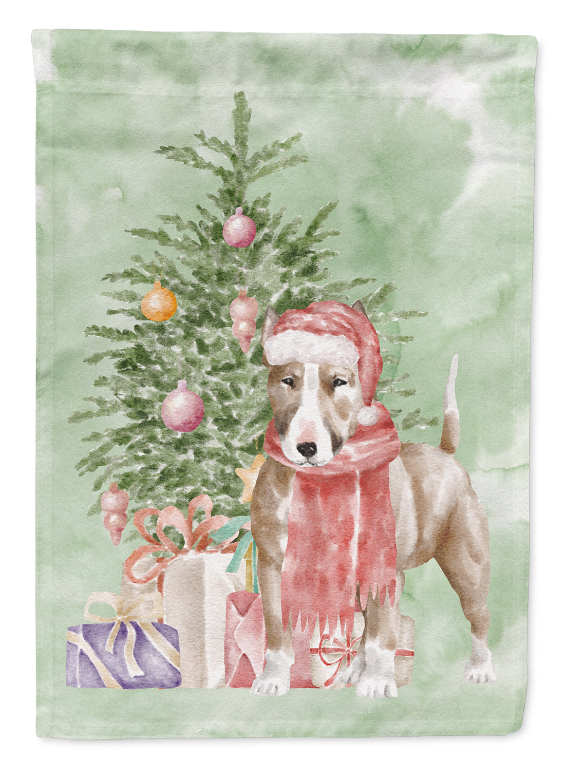 Christmas Bull Terrier Red Flag Garden Size  the-store.com.