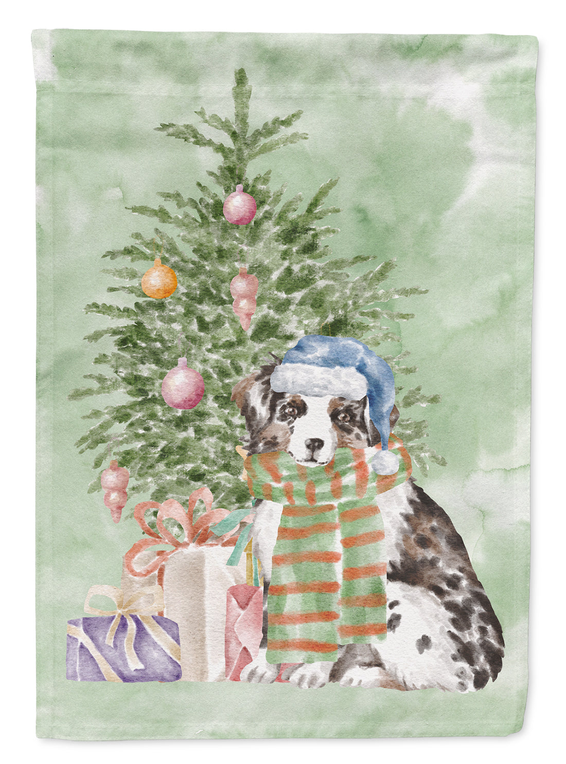 Christmas Australian Shepherd Puppy Flag Garden Size  the-store.com.