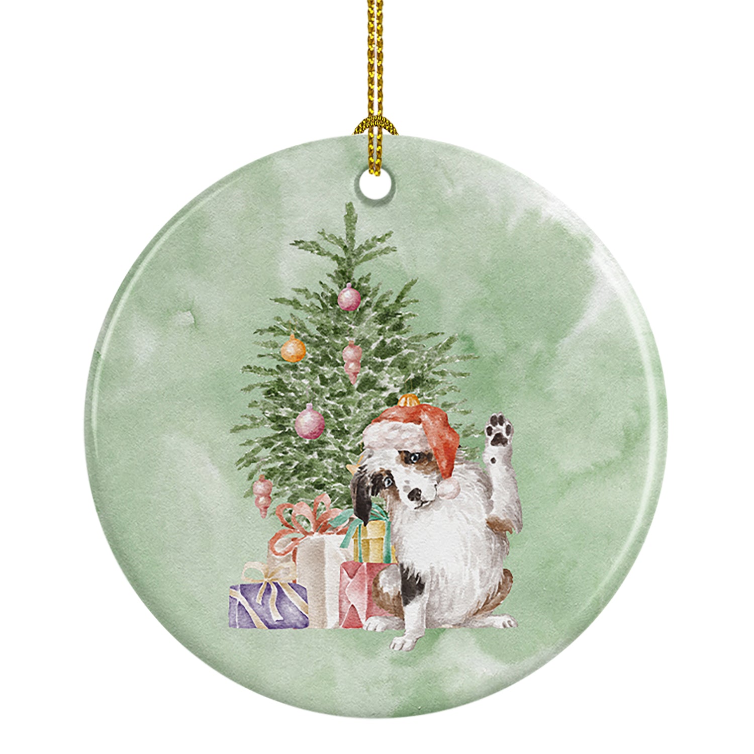 Buy this Christmas Australian Shepherd Hi Five Ceramic Ornament