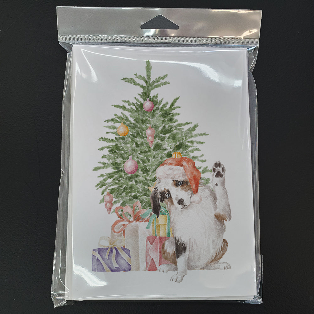 Christmas Australian Shepherd Hi Five Greeting Cards and Envelopes Pack of 8 - the-store.com