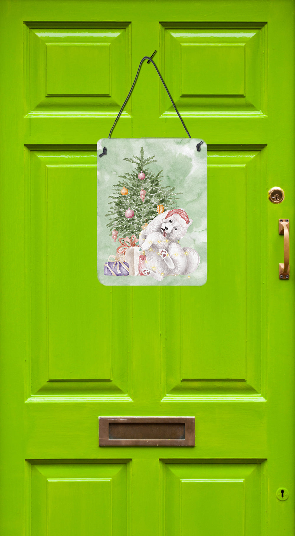 Buy this Christmas Samoyed Caught Up Wall or Door Hanging Prints