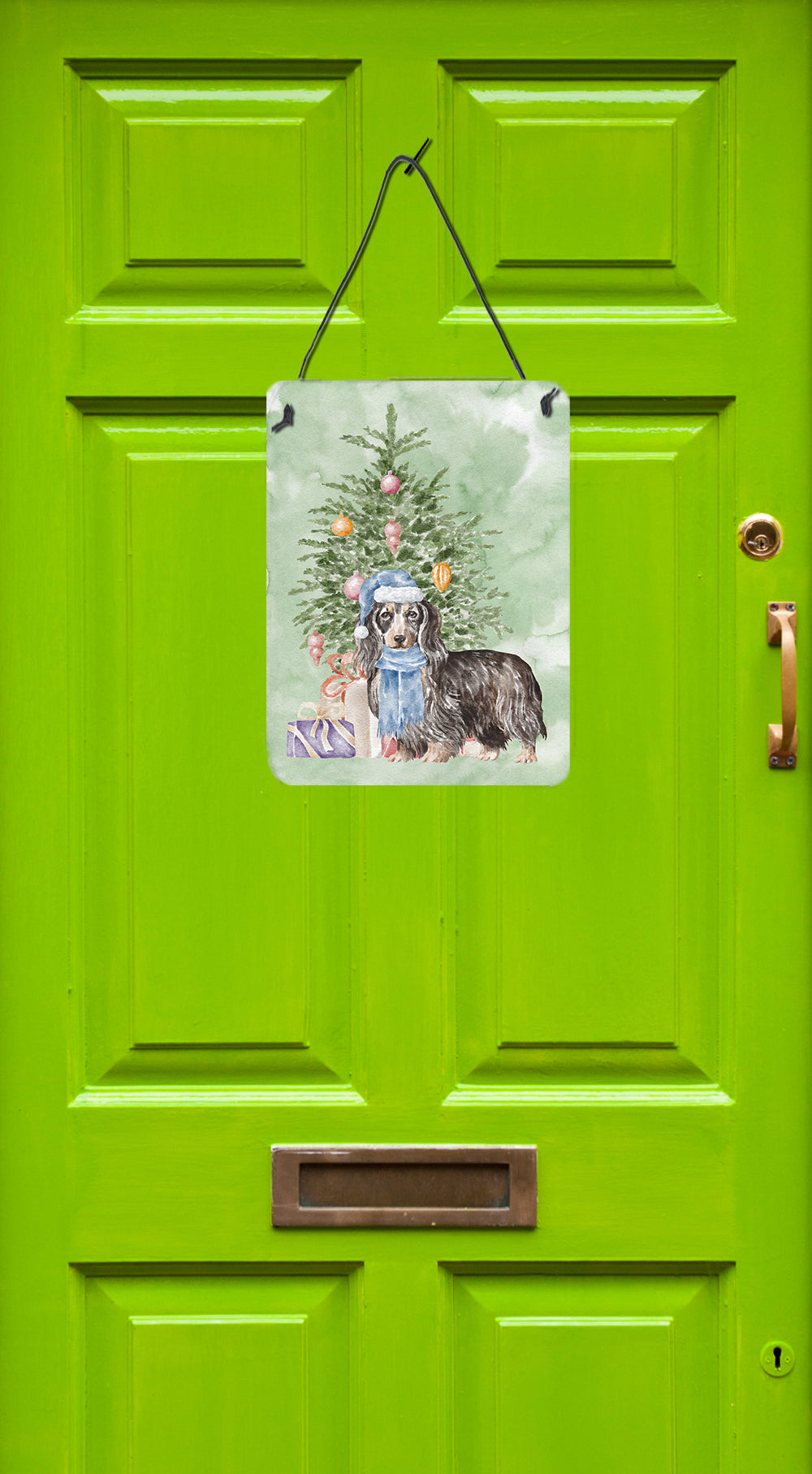 Buy this Christmas Dachshund Longhair Black Tan Wall or Door Hanging Prints