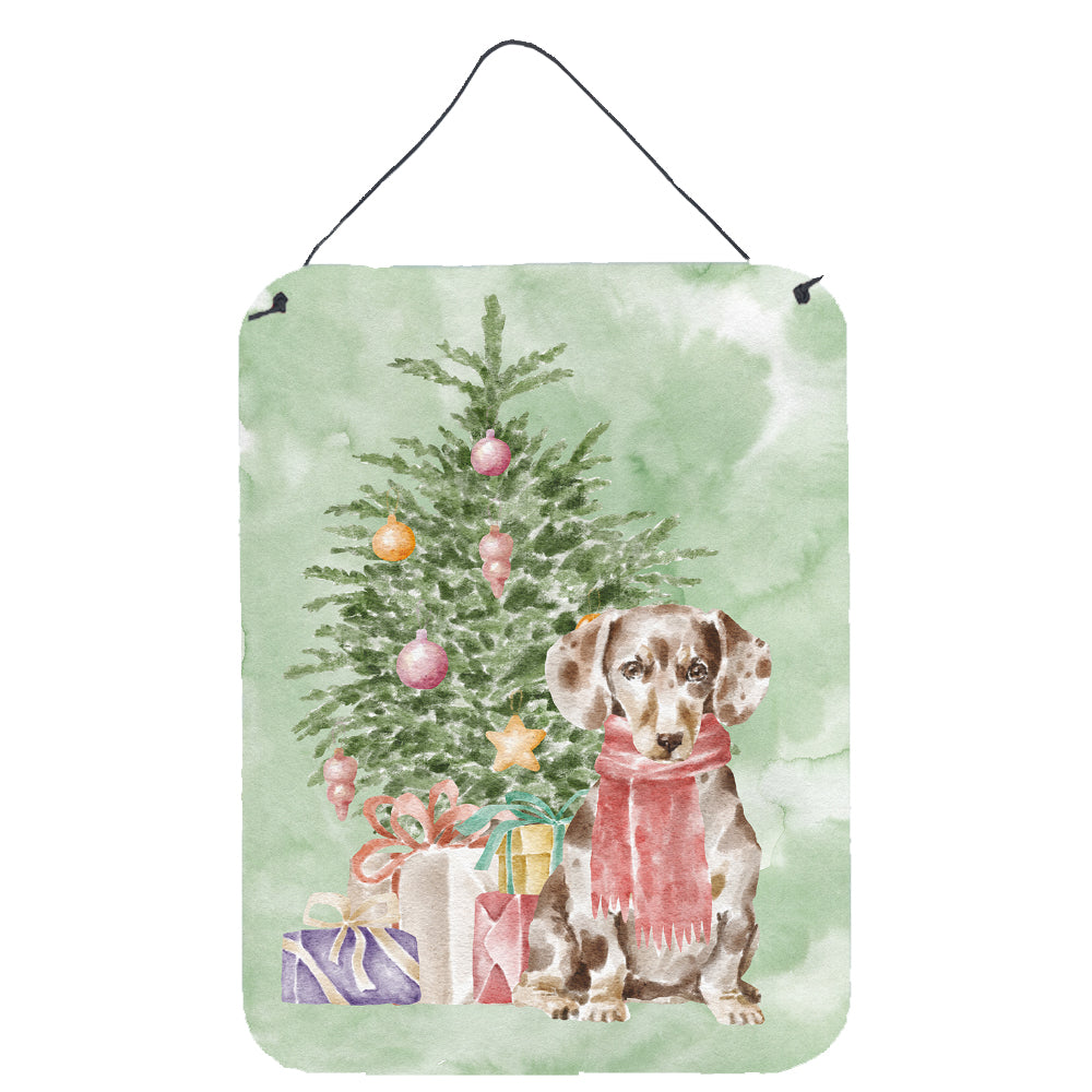 Buy this Christmas Dachshund Chocolate Piebald Dapple  Wall or Door Hanging Prints