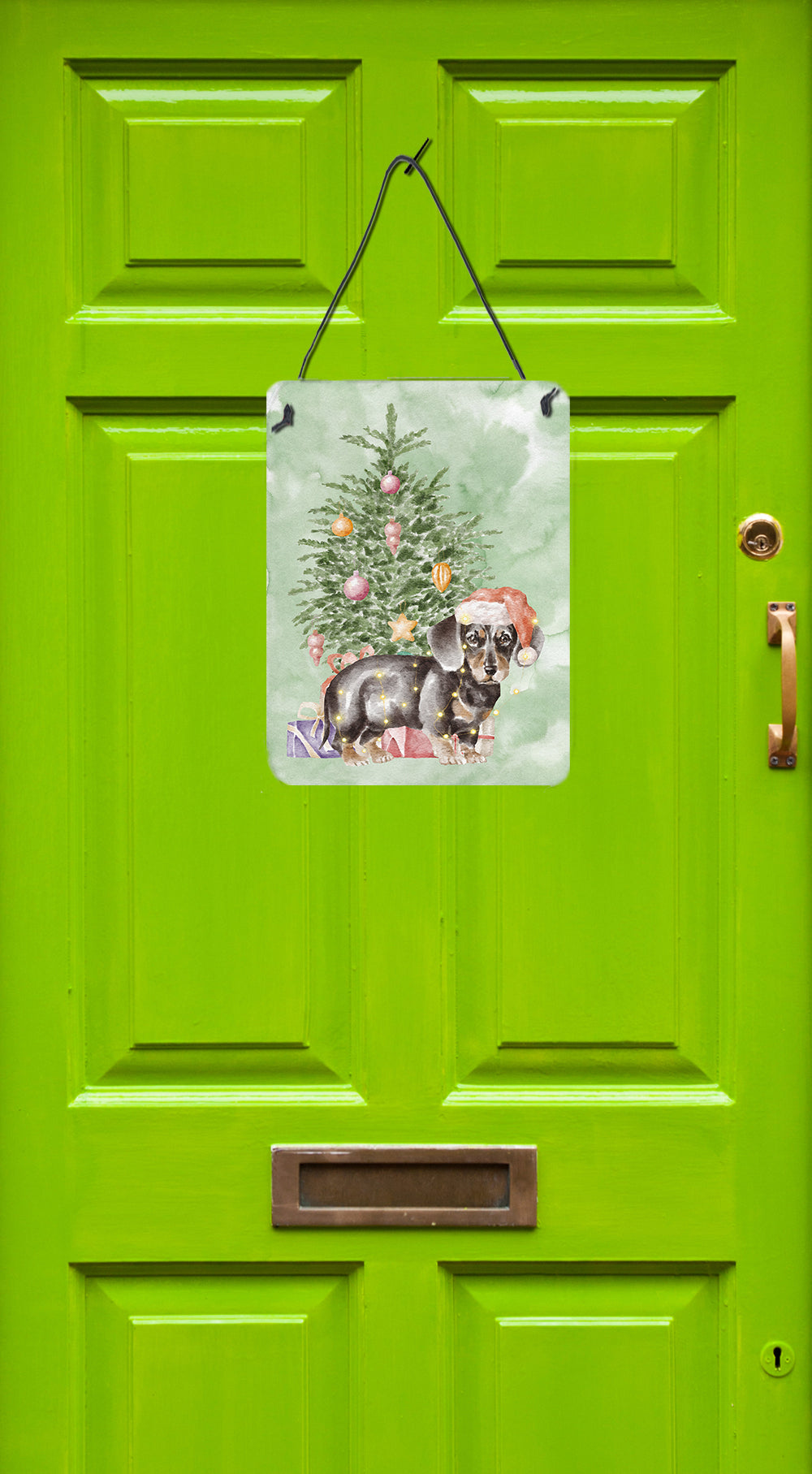 Buy this Christmas Dachshund Black Tan Puppy Wall or Door Hanging Prints