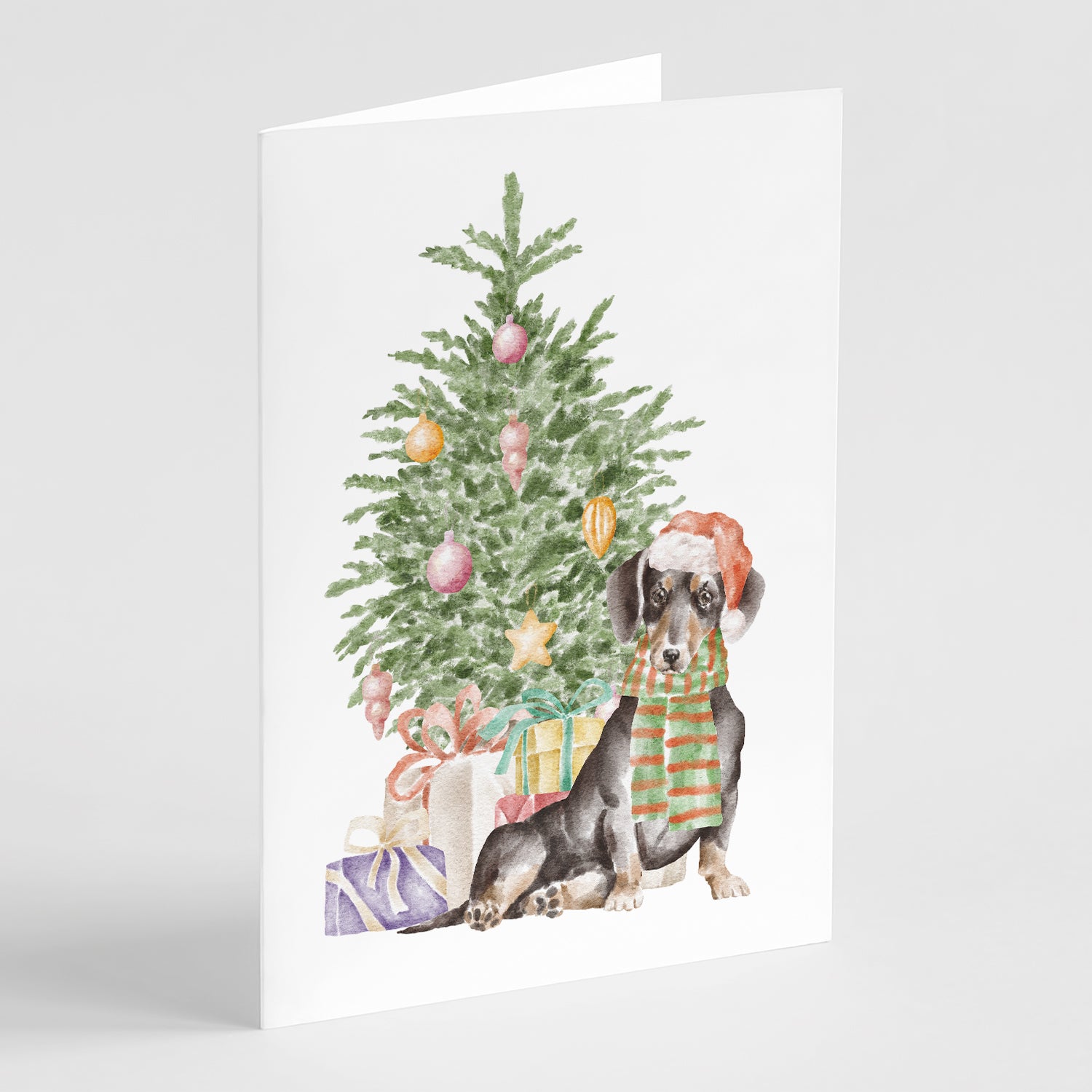 Buy this Christmas Dachshund Black Tan Greeting Cards and Envelopes Pack of 8