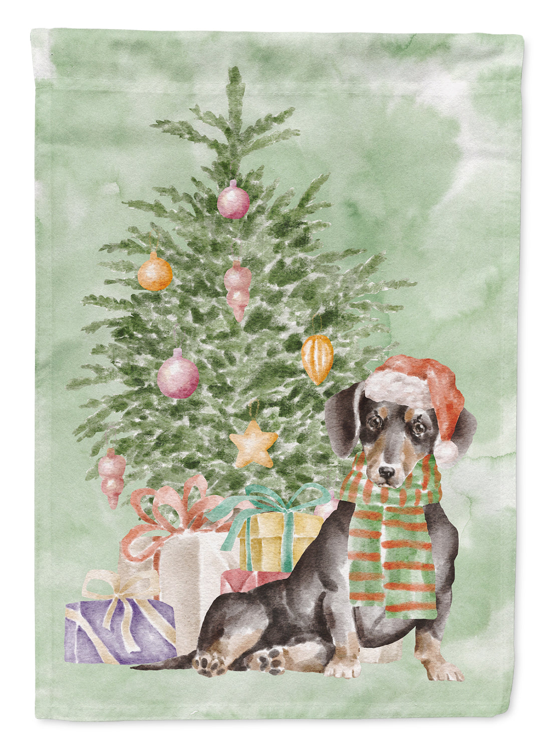 Christmas Dachshund Black Tan Flag Garden Size  the-store.com.