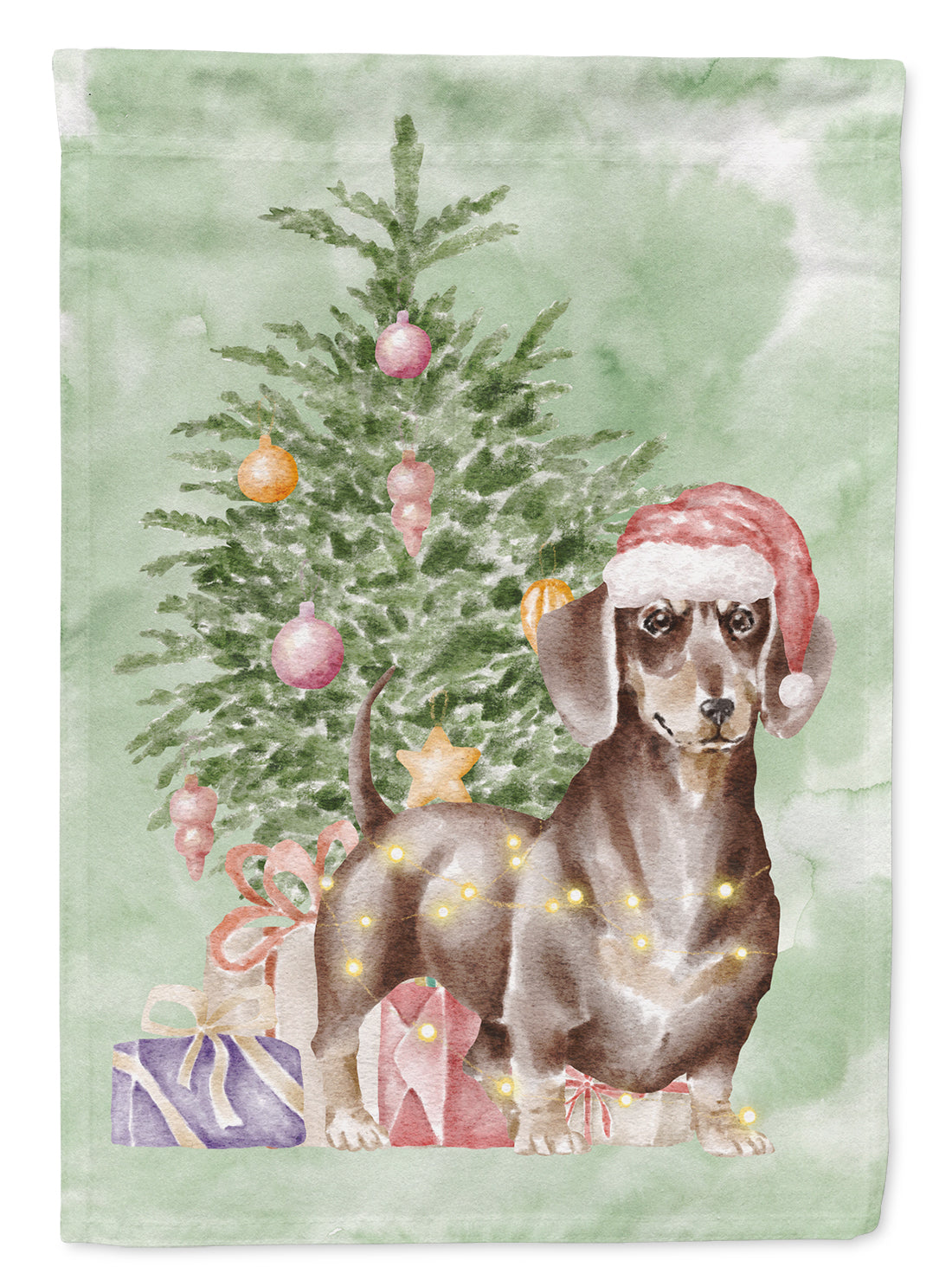 Christmas Dachshund Chocolate Tan Flag Garden Size  the-store.com.