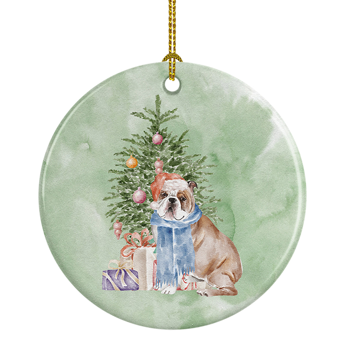 Buy this Christmas English Bulldog #2 Ceramic Ornament