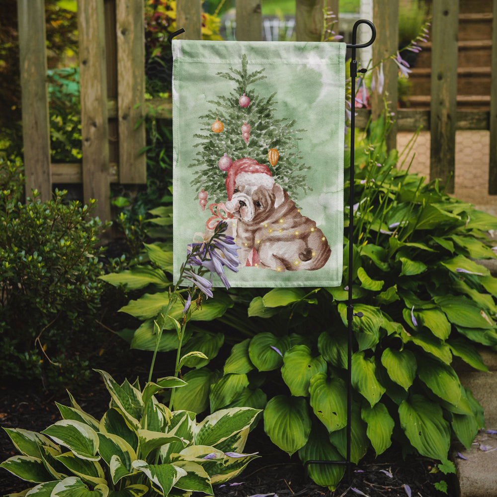 Christmas English Bulldog Puppy Flag Garden Size  the-store.com.