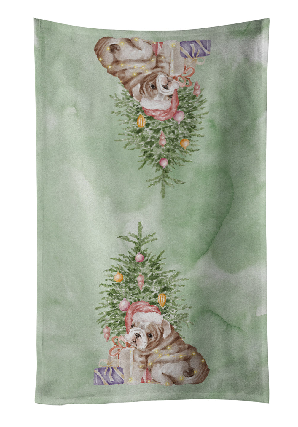 Buy this Christmas English Bulldog Puppy Kitchen Towel