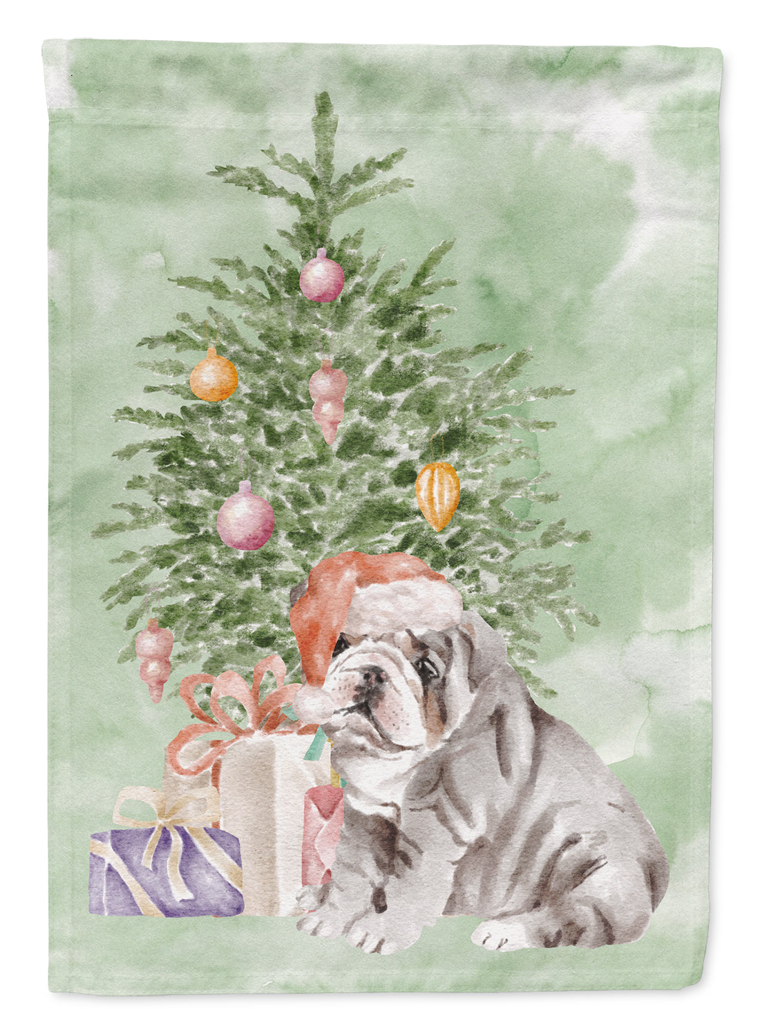 Christmas English Bulldog Puppy #2 Flag Garden Size  the-store.com.