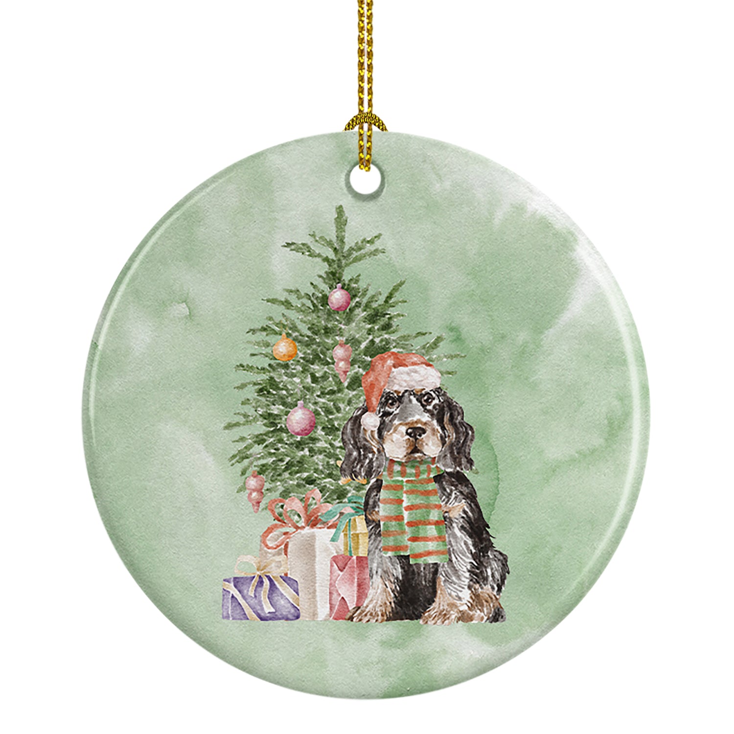 Buy this Christmas English Cocker Spaniel Black Tan Ceramic Ornament