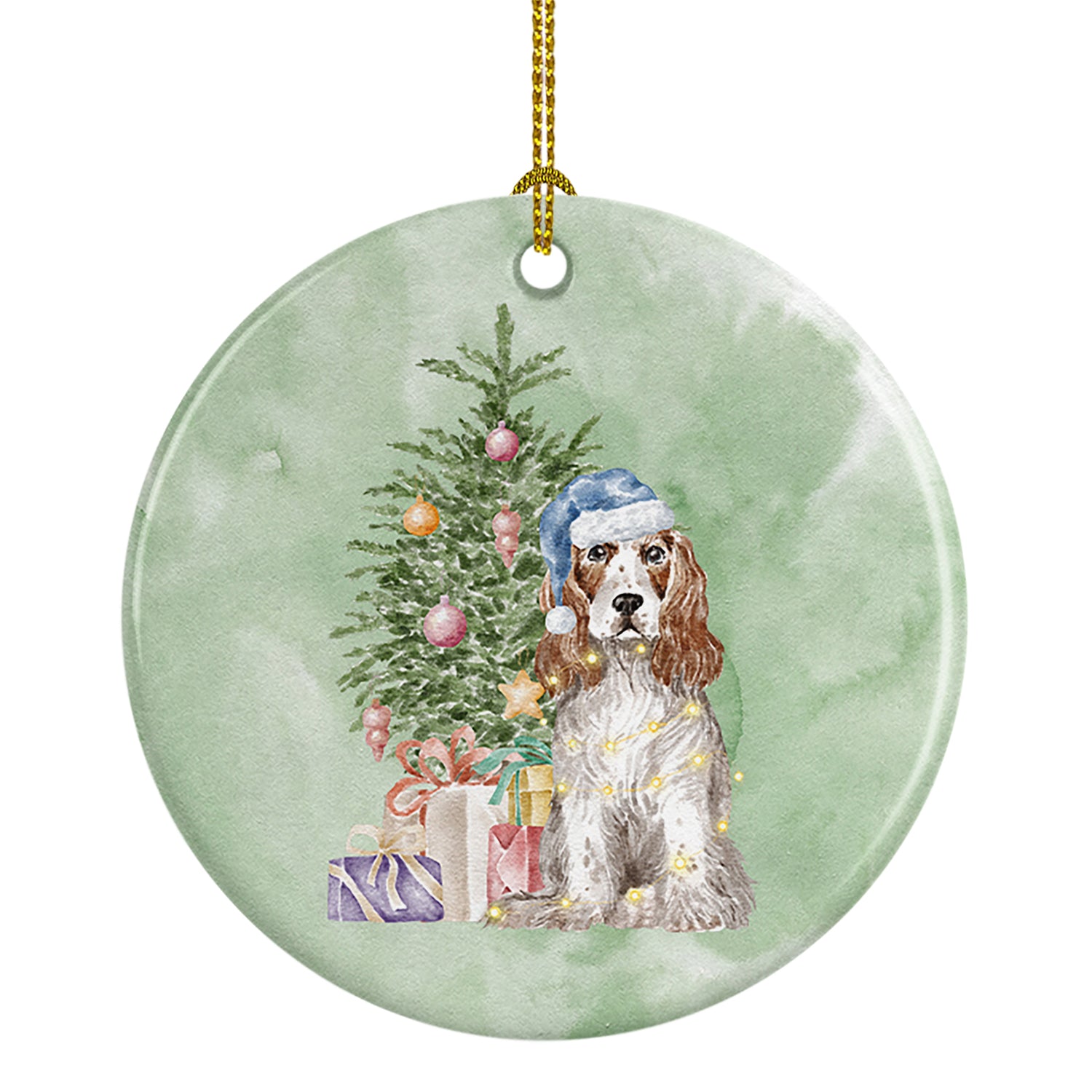 Buy this Christmas English Cocker Spaniel Red White Ceramic Ornament