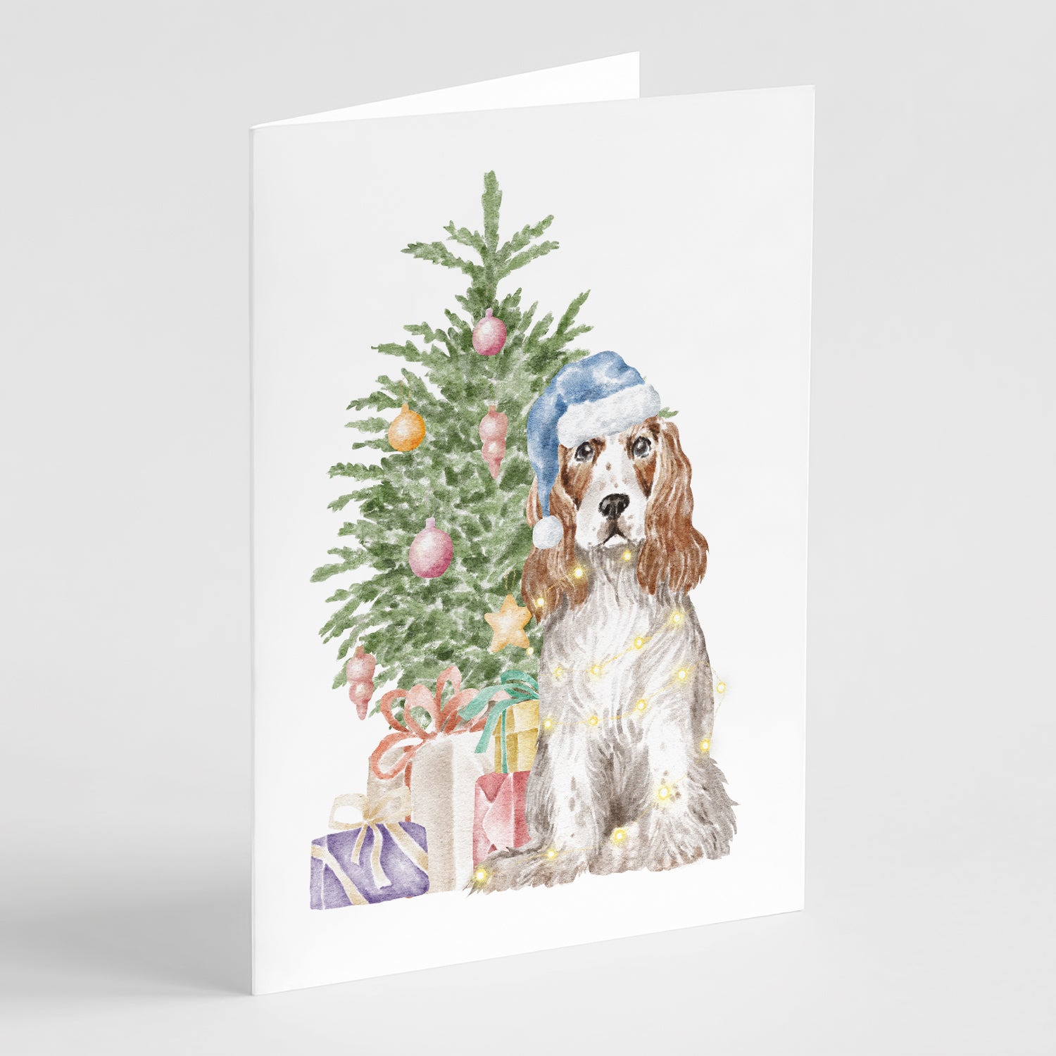 Buy this Christmas English Cocker Spaniel Red White Greeting Cards and Envelopes Pack of 8