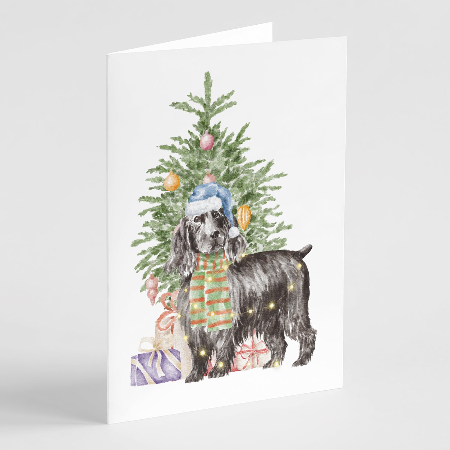 Buy this Christmas English Cocker Spaniel Black Greeting Cards and Envelopes Pack of 8