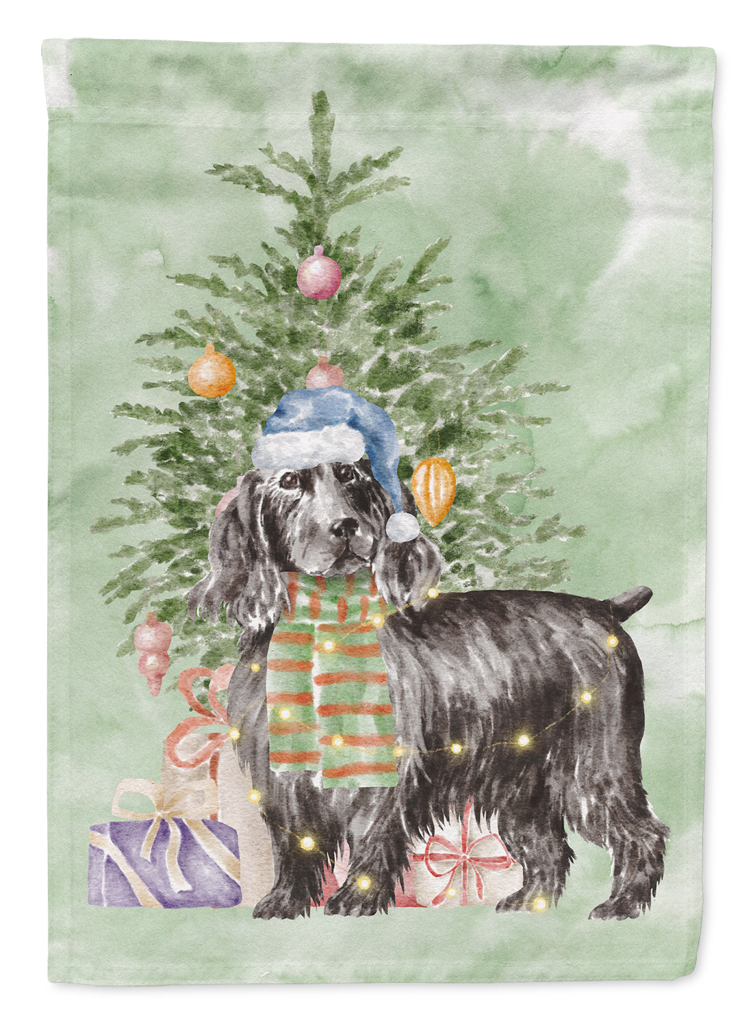 Christmas English Cocker Spaniel Black Flag Garden Size  the-store.com.