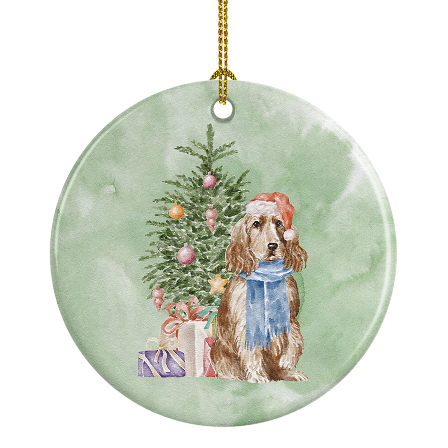 Buy this Christmas English Cocker Spaniel Tan Ceramic Ornament