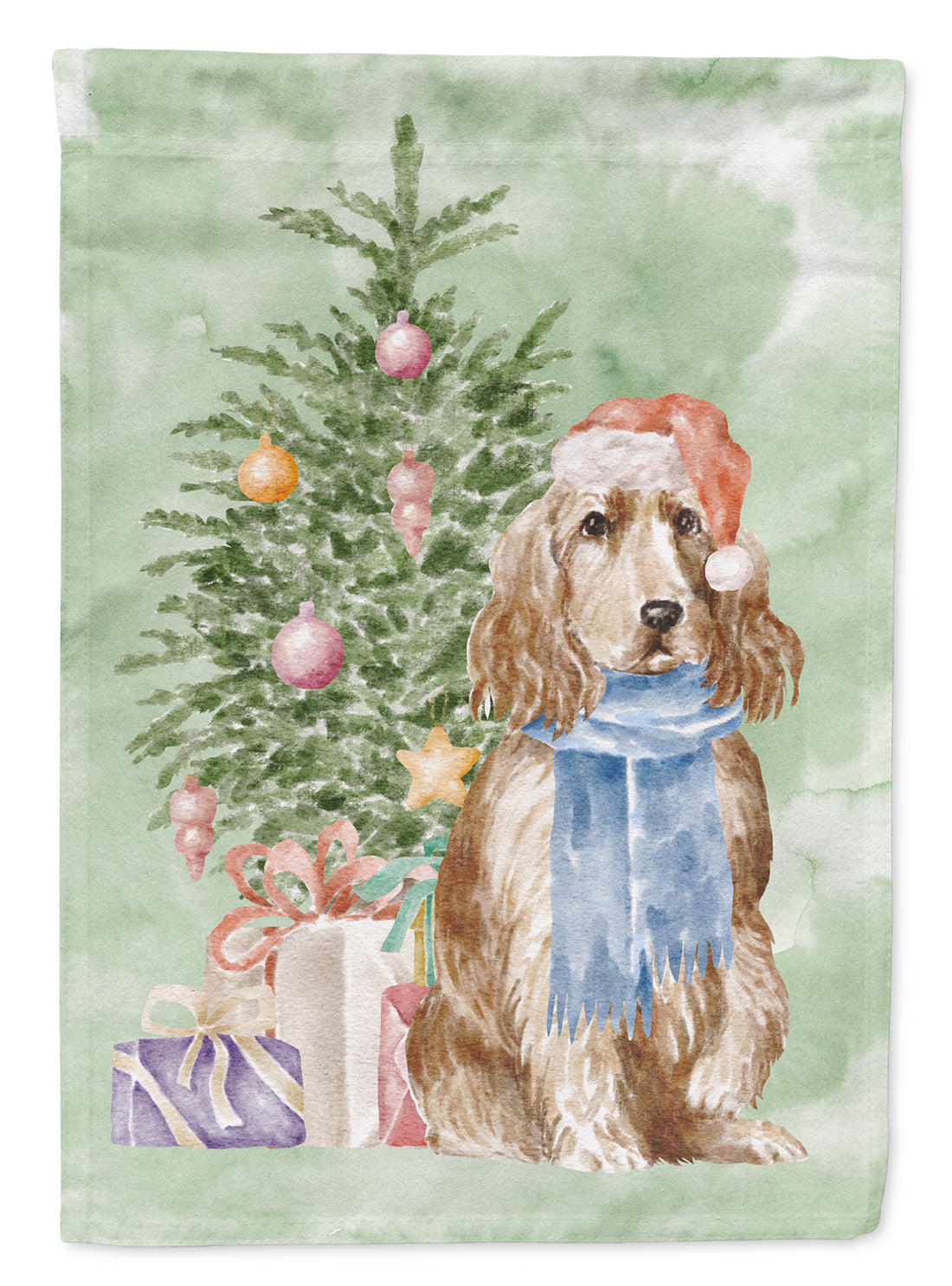 Christmas English Cocker Spaniel Tan Flag Garden Size  the-store.com.