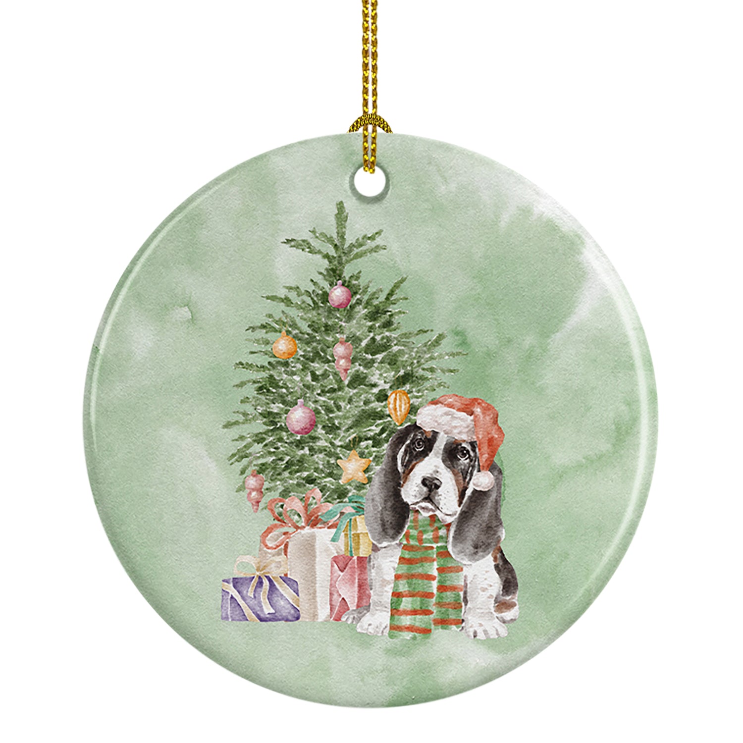 Buy this Christmas Basset Hound Puppy Ceramic Ornament