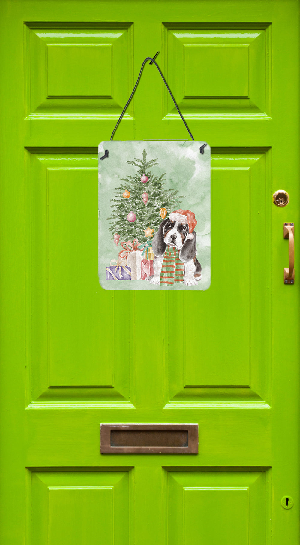 Buy this Christmas Basset Hound Puppy Wall or Door Hanging Prints