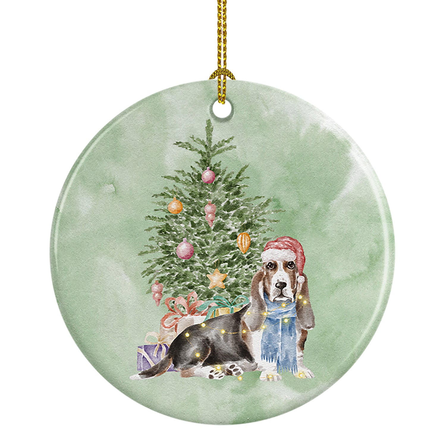 Buy this Christmas Basset Hound  Ceramic Ornament