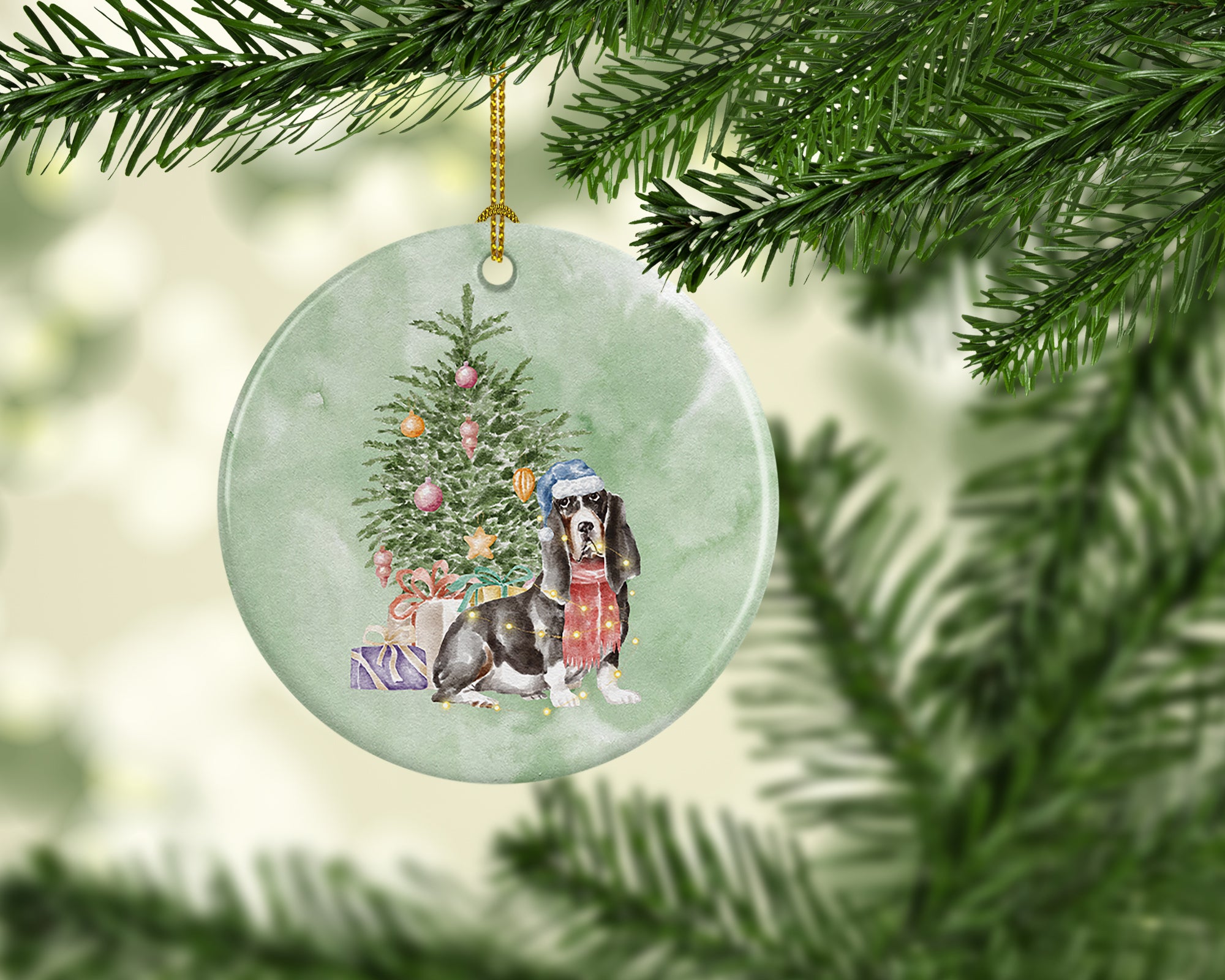 Buy this Christmas Basset Hound  #2 Ceramic Ornament