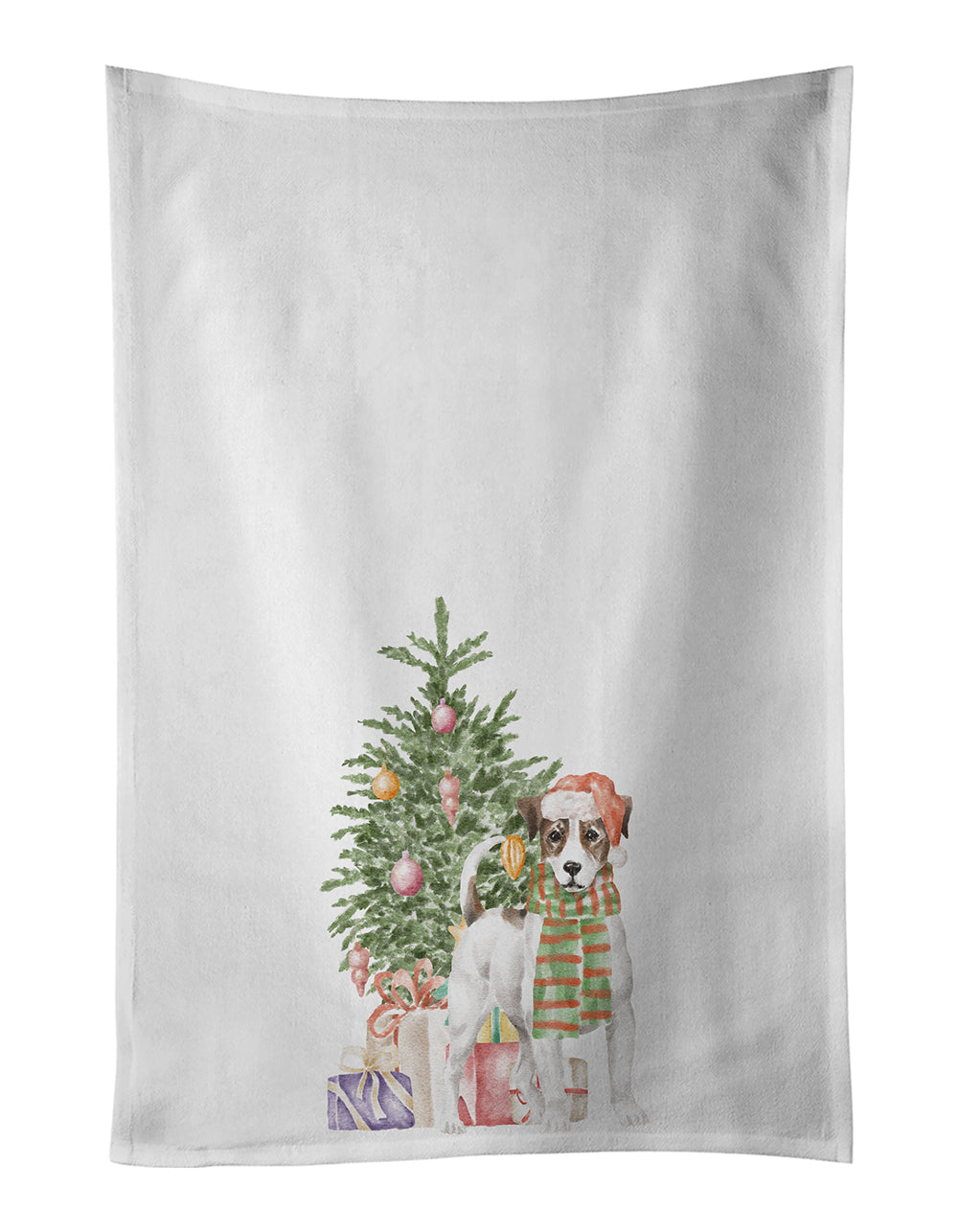 Buy this Jack Russell Terrier Smooth Christmas Presents and Tree White Kitchen Towel Set of 2