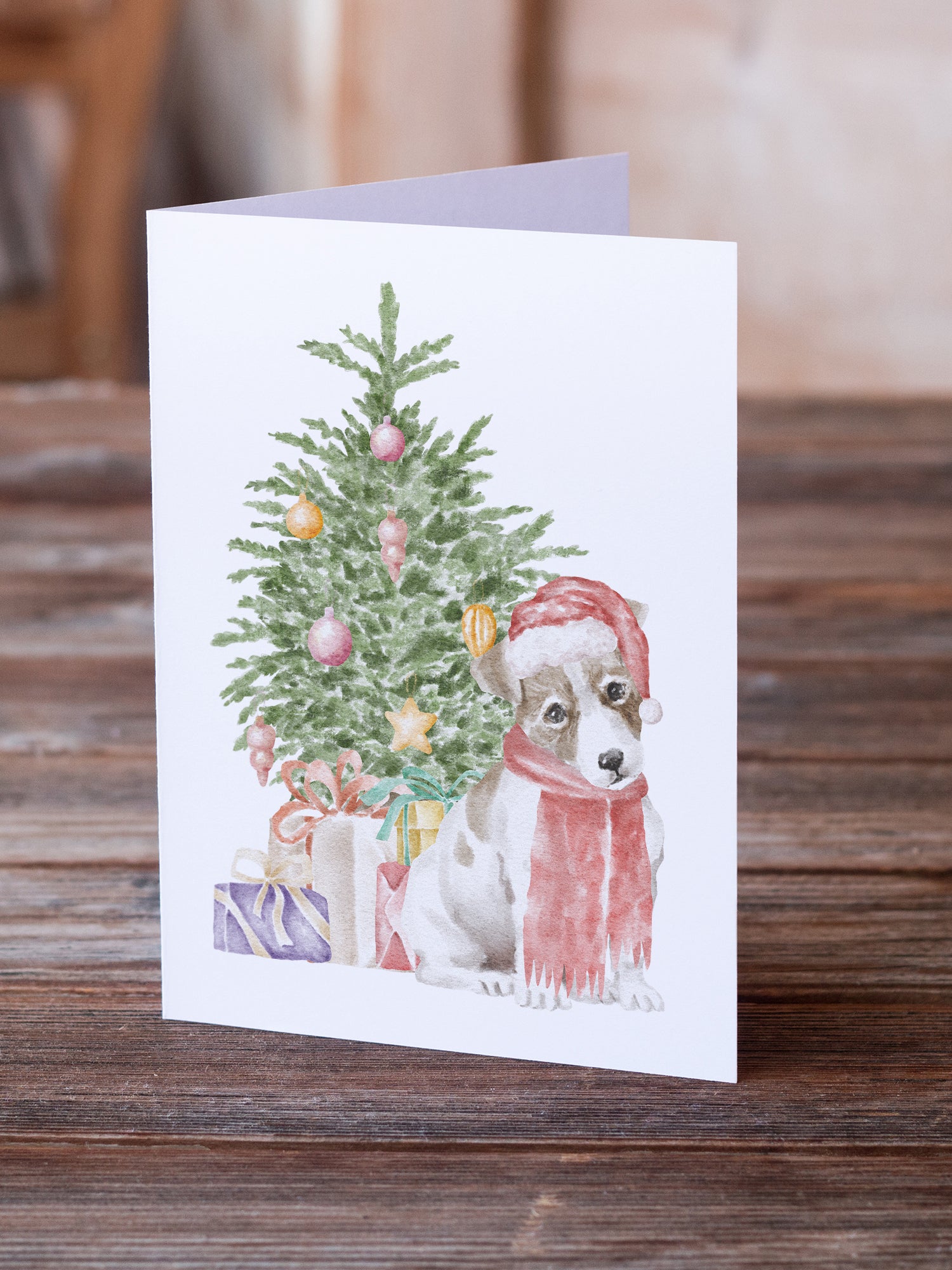 Christmas Jack Russell Terrier Smooth Puppy Greeting Cards and Envelopes Pack of 8 - the-store.com