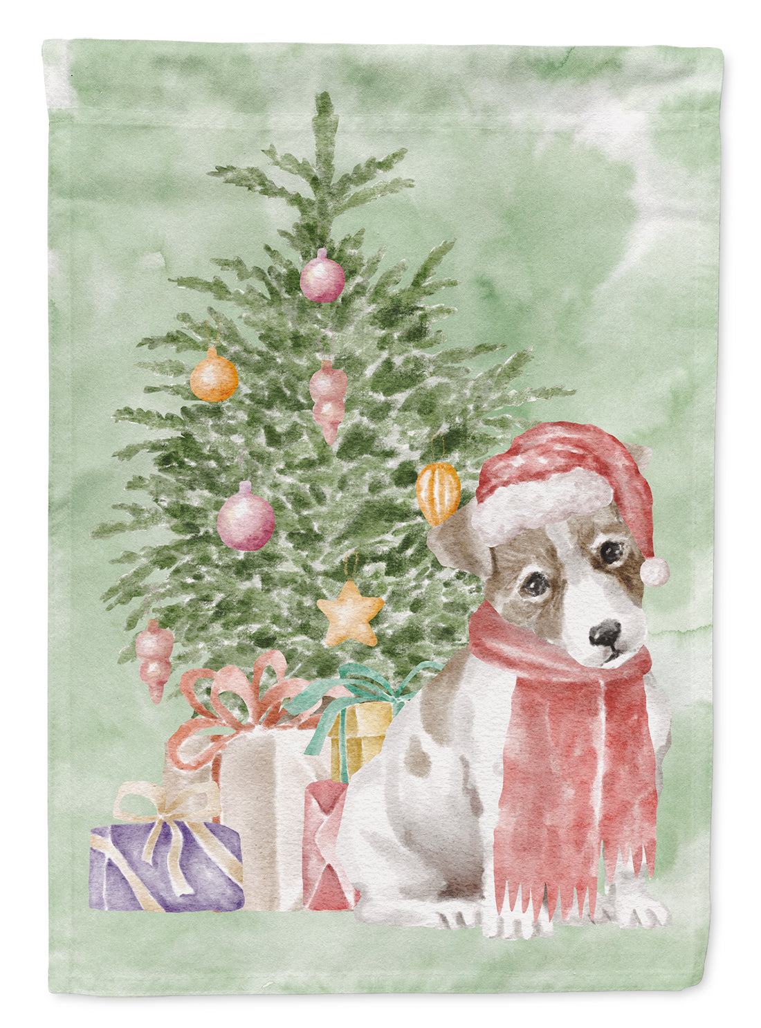 Christmas Jack Russell Terrier Smooth Puppy Flag Garden Size  the-store.com.