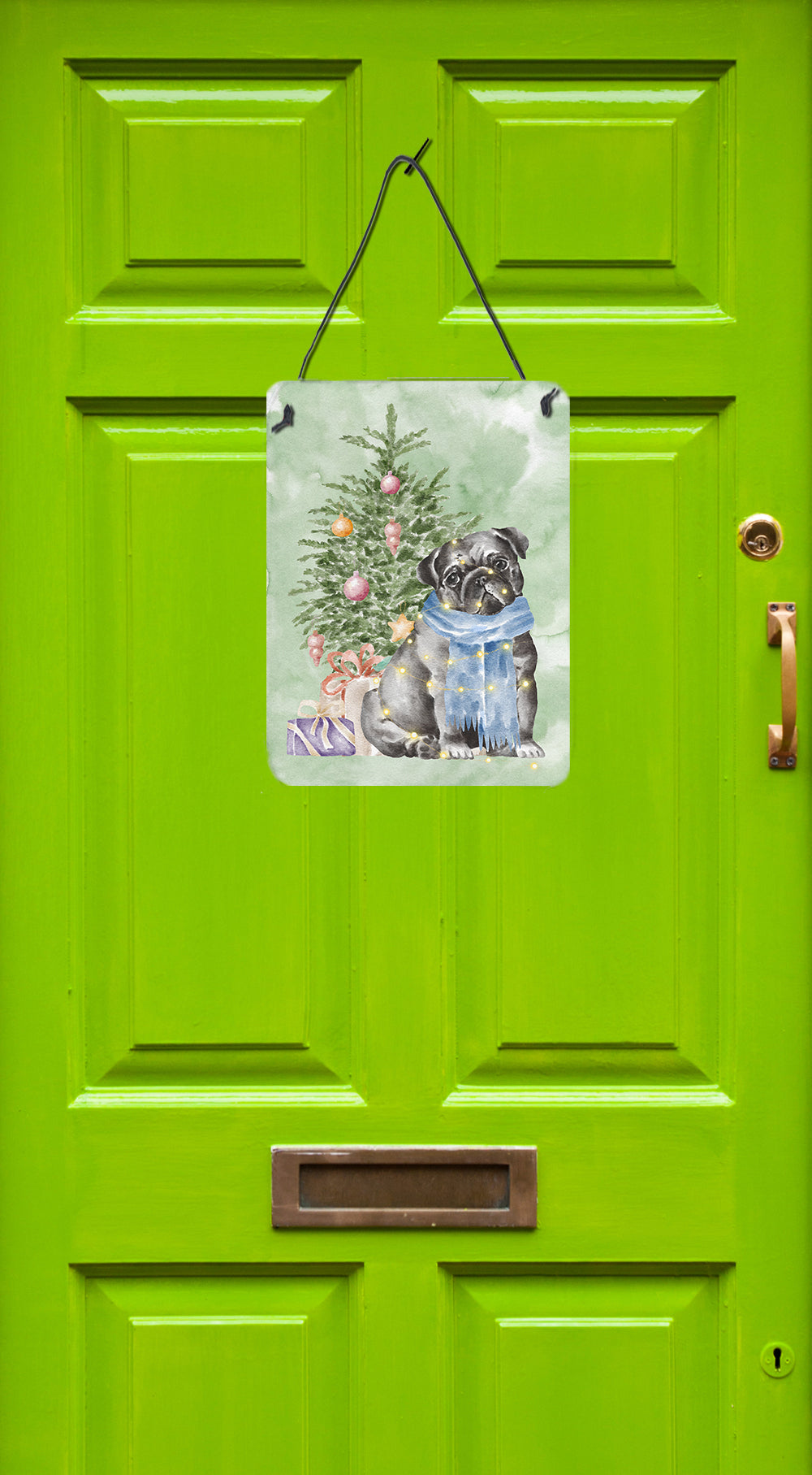 Christmas Black Pug Wall or Door Hanging Prints - the-store.com