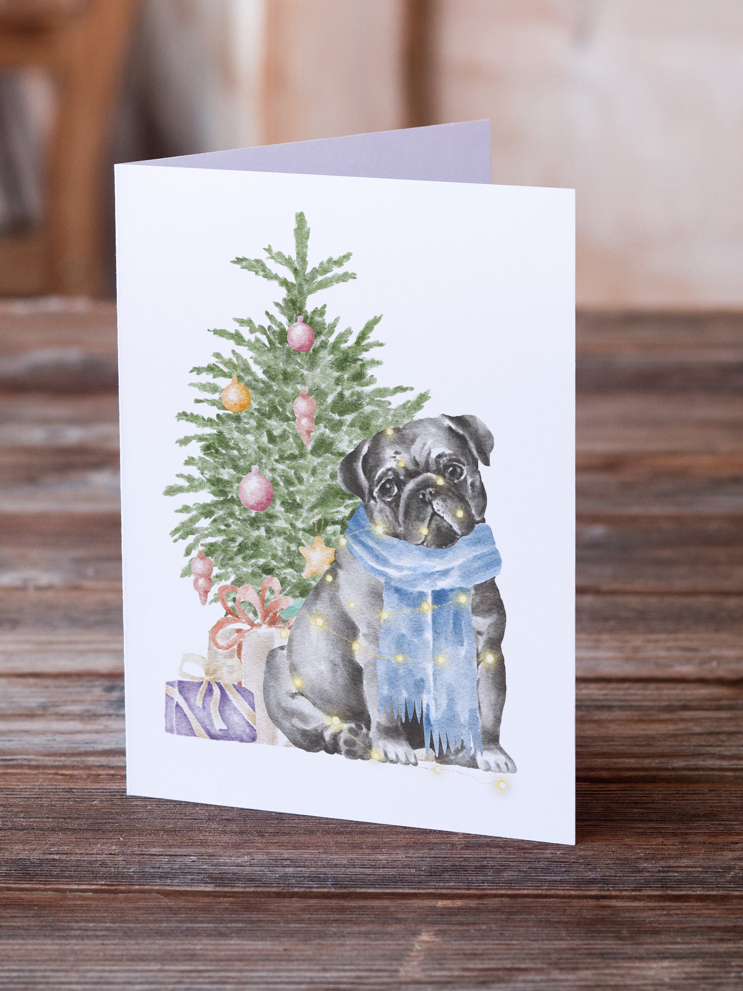 Buy this Christmas Black Pug Greeting Cards and Envelopes Pack of 8