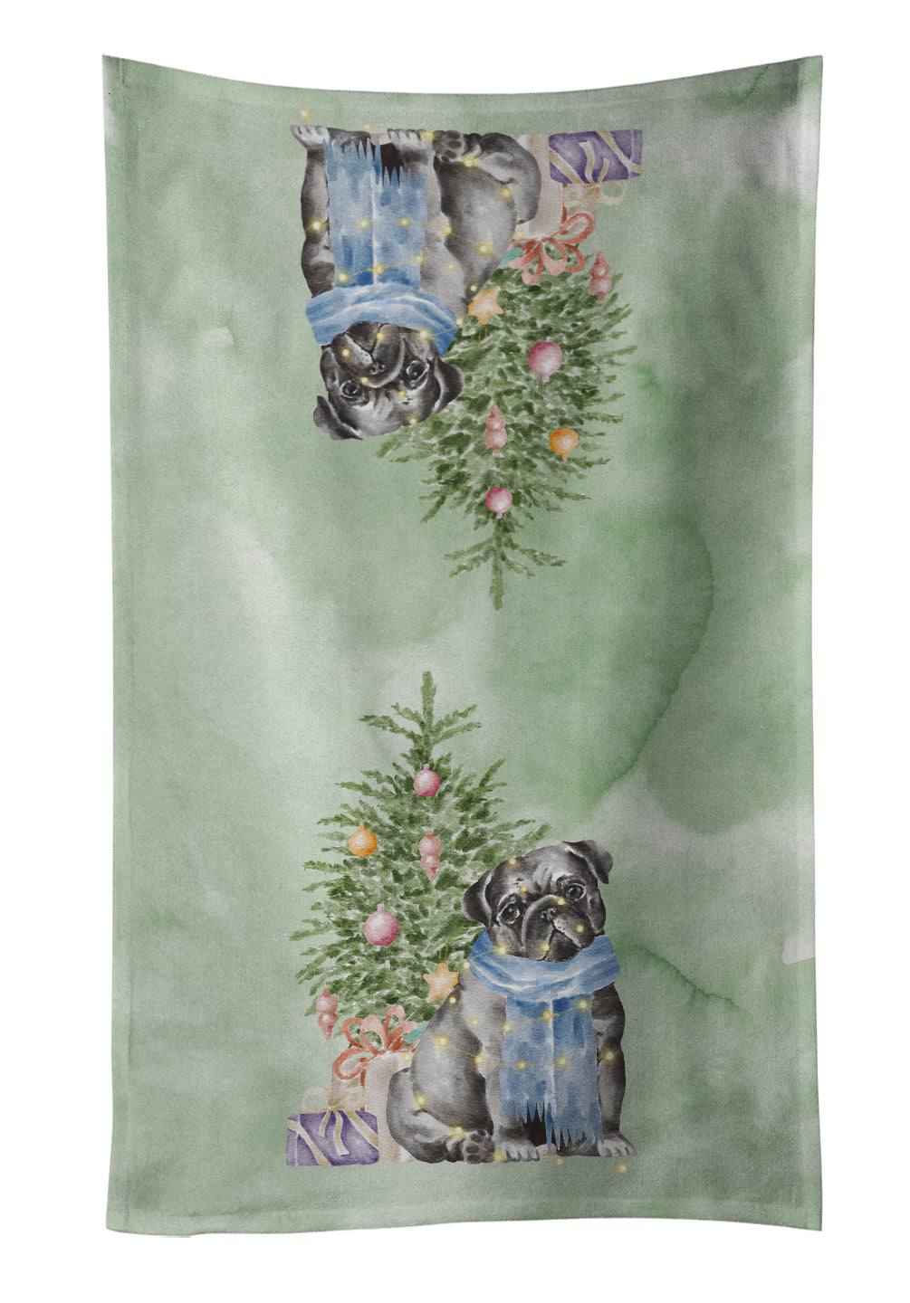 Buy this Christmas Black Pug Kitchen Towel