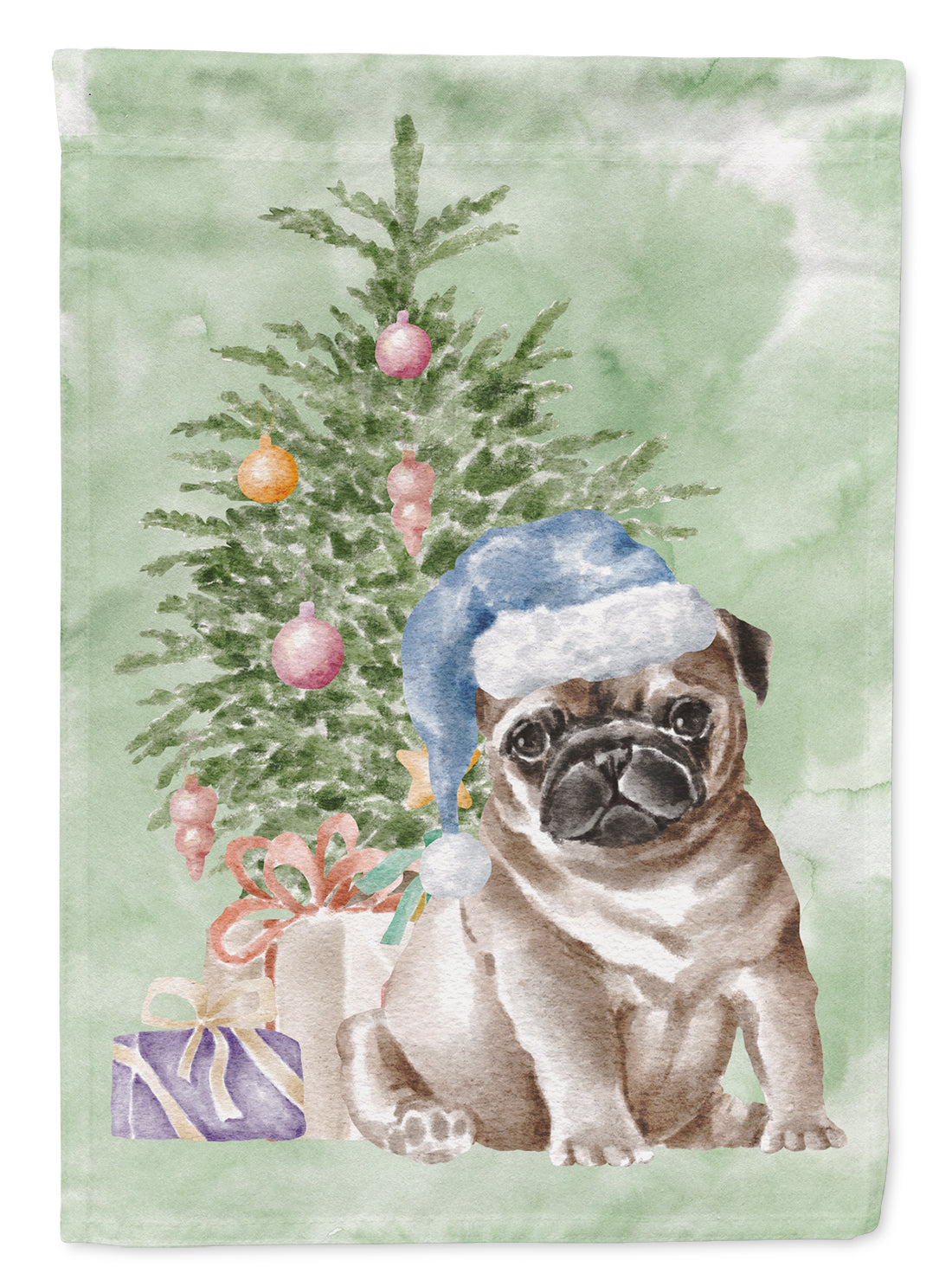 Christmas Fawn Pug Puppy Flag Garden Size  the-store.com.