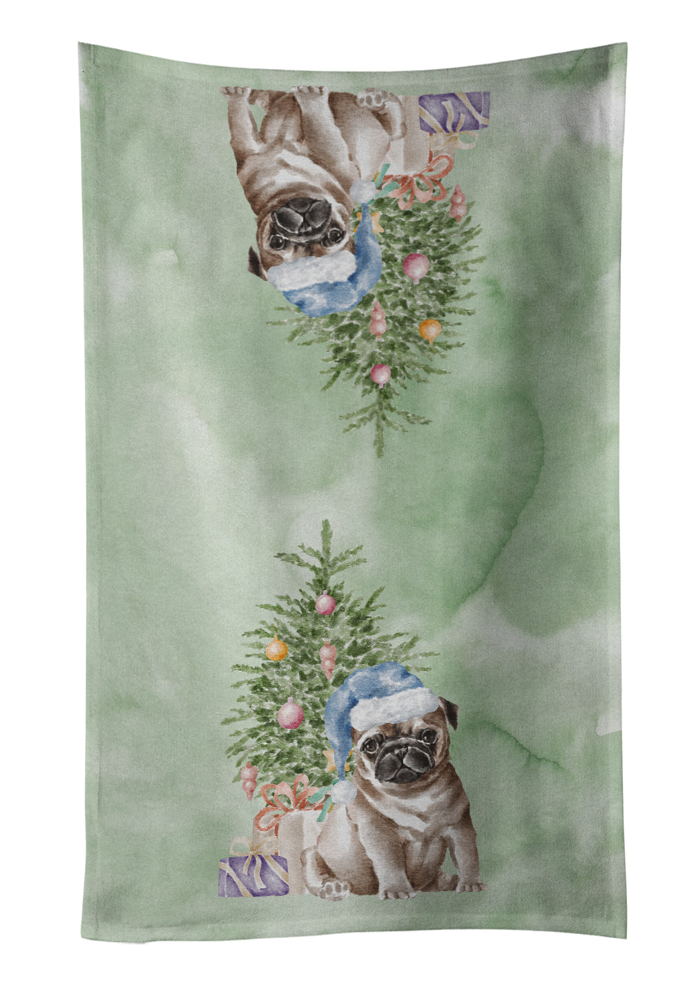 Buy this Christmas Fawn Pug Puppy Kitchen Towel