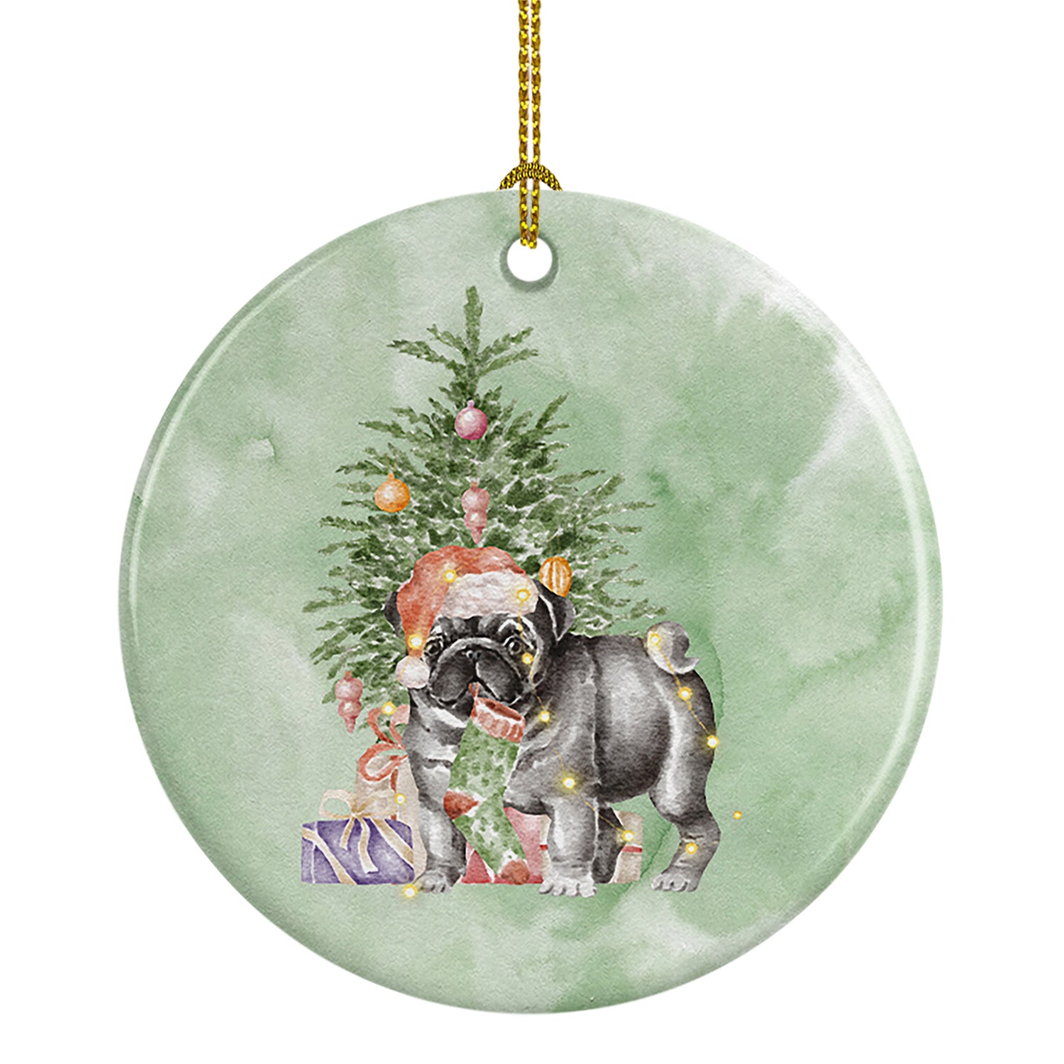 Buy this Christmas Black Pug #2 Ceramic Ornament