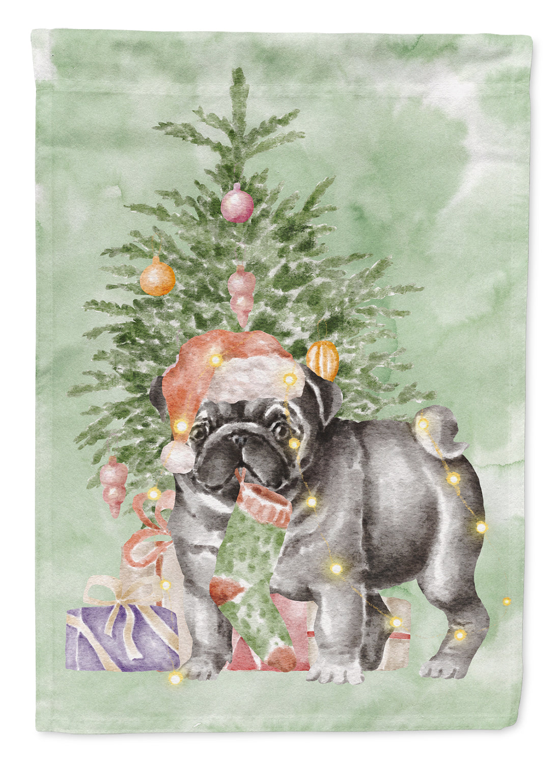 Christmas Black Pug #2 Flag Garden Size  the-store.com.