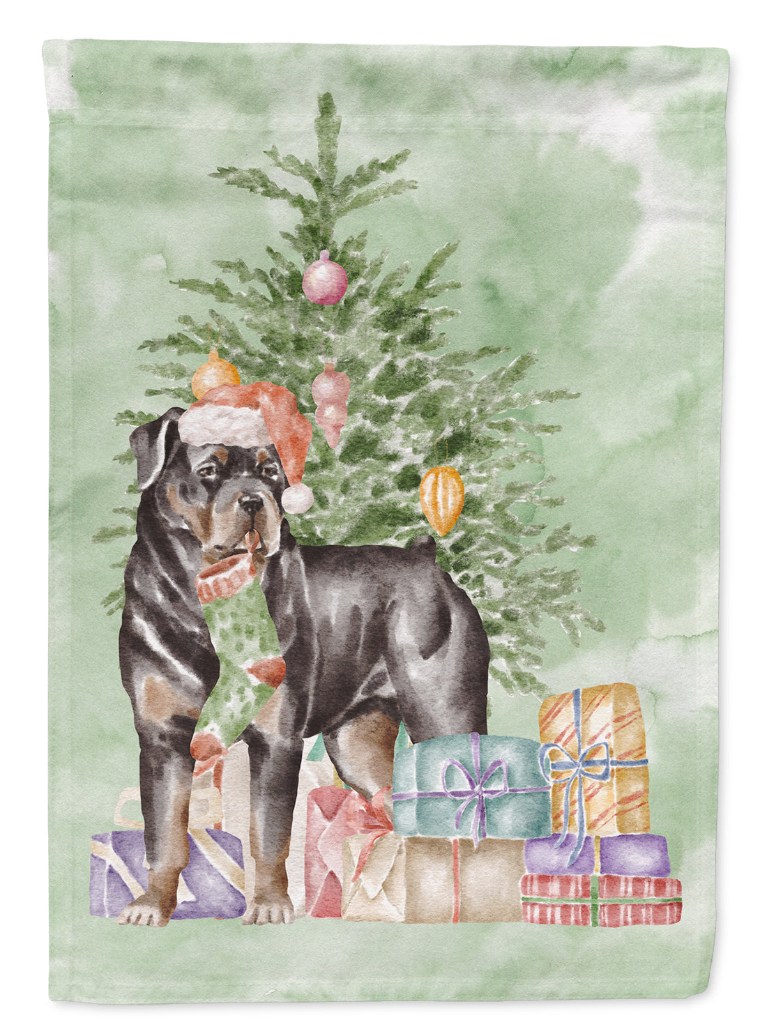 Christmas Rottweiler Flag Garden Size  the-store.com.