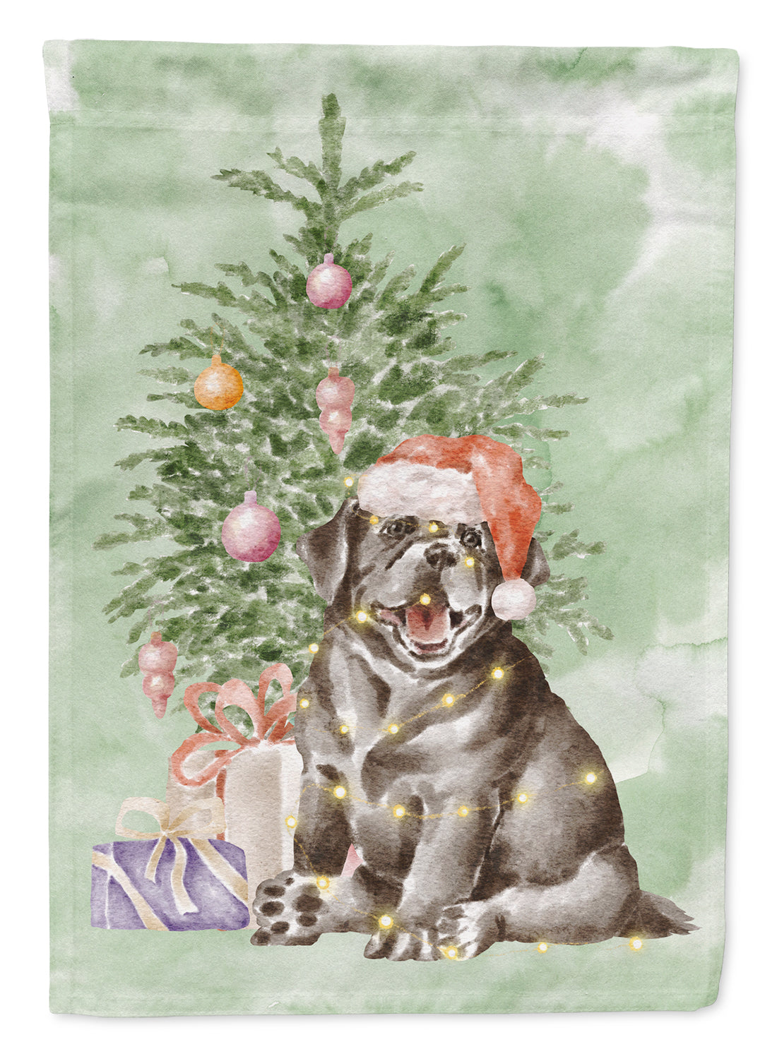 Christmas Black Labrador Retriever Puppy Flag Garden Size  the-store.com.